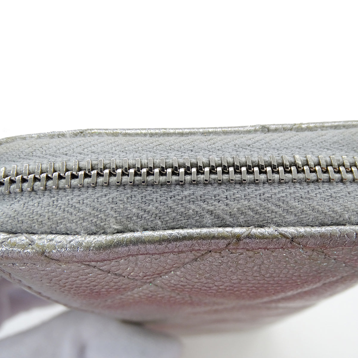 Chanel Silver Grained Calfskin Chain/Shoulder Wallet (Pre-Owned)