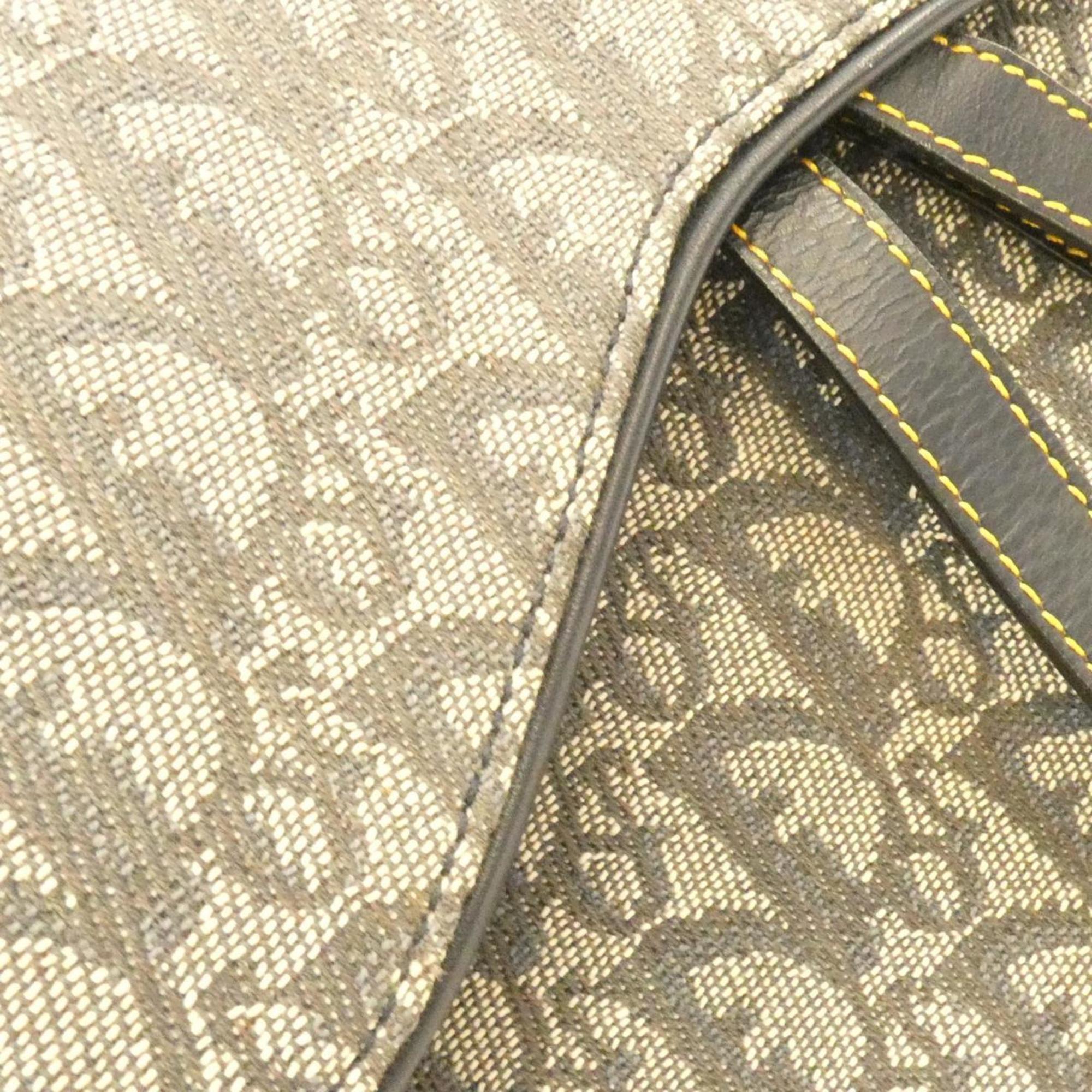 Christian Dior Beige Blue Canvas Shoulder Bag (Pre-Owned)