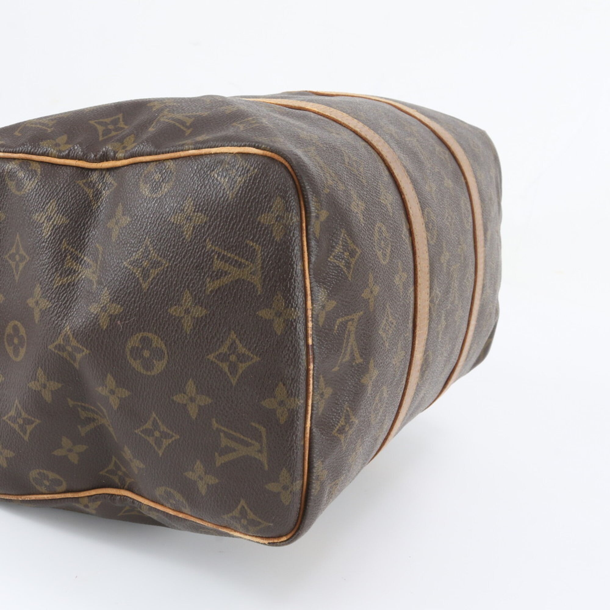 Louis Vuitton Brown Leather Coated Canvas Boston Bag Tote Bag (Pre-Owned)