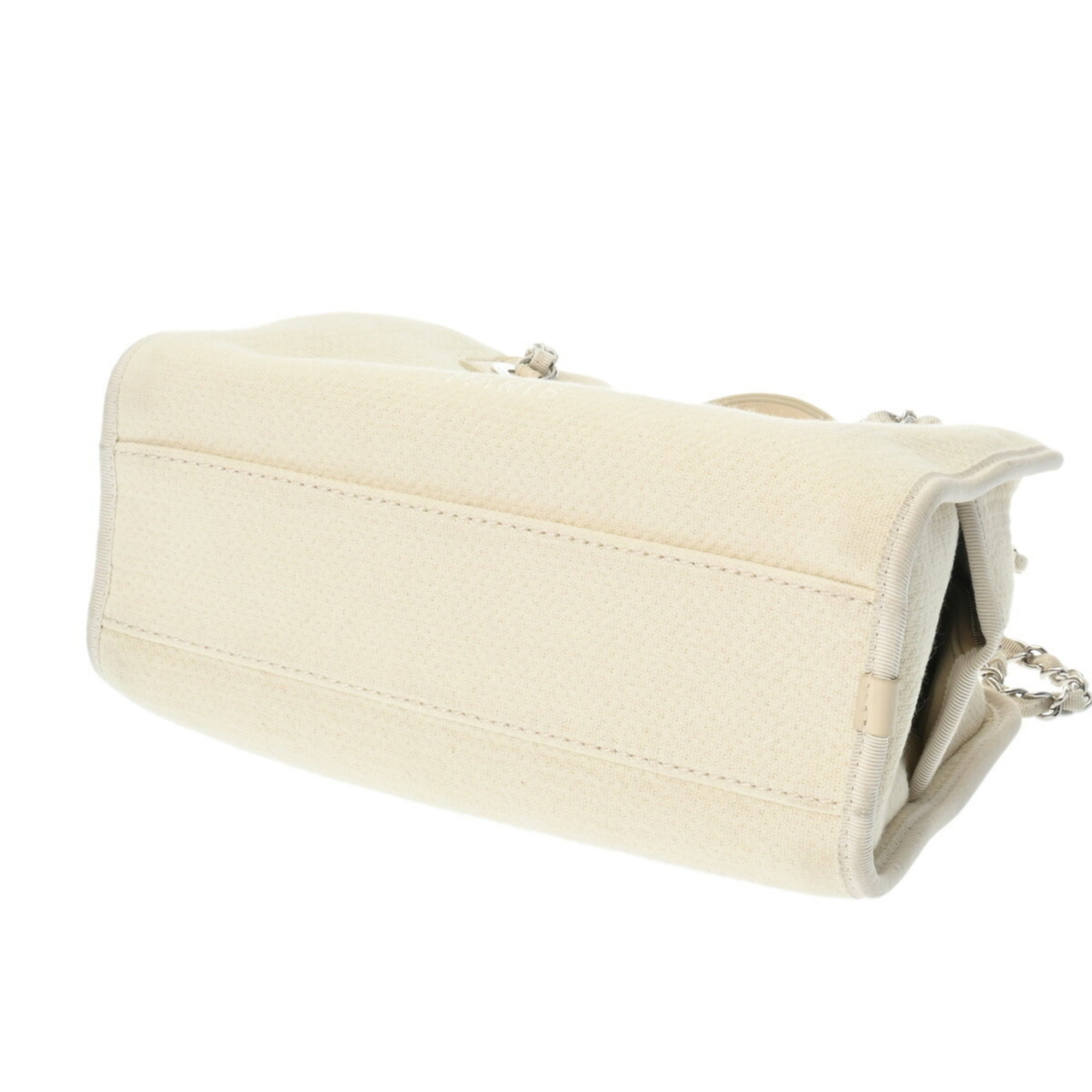 Chanel Off-White Canvas Leather Tote Bag (Pre-Owned)