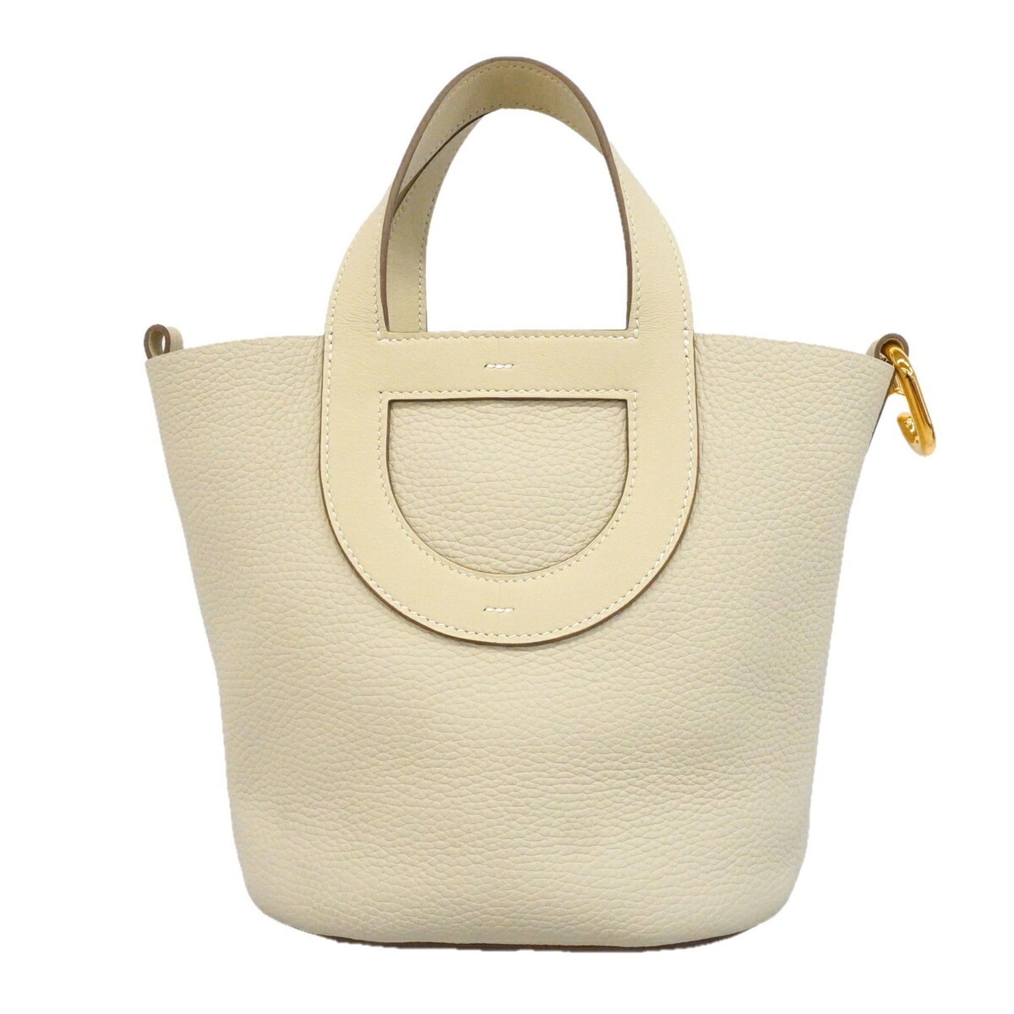 Hermes White Taurillon Clemence Leather Swift Leather Handbag (Pre-Owned)