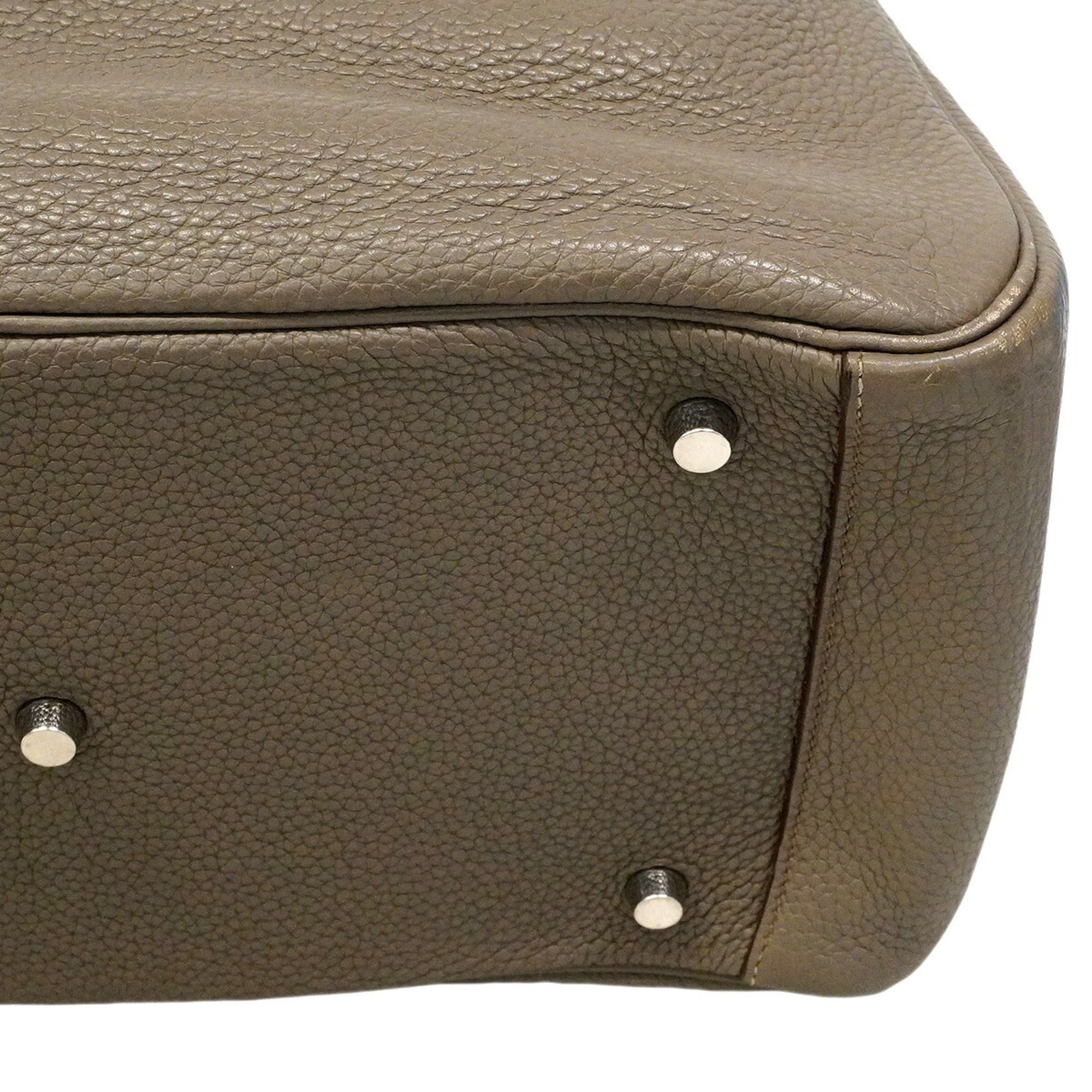Hermes Etain Taurillon Clemence Leather Handbag (Pre-Owned)