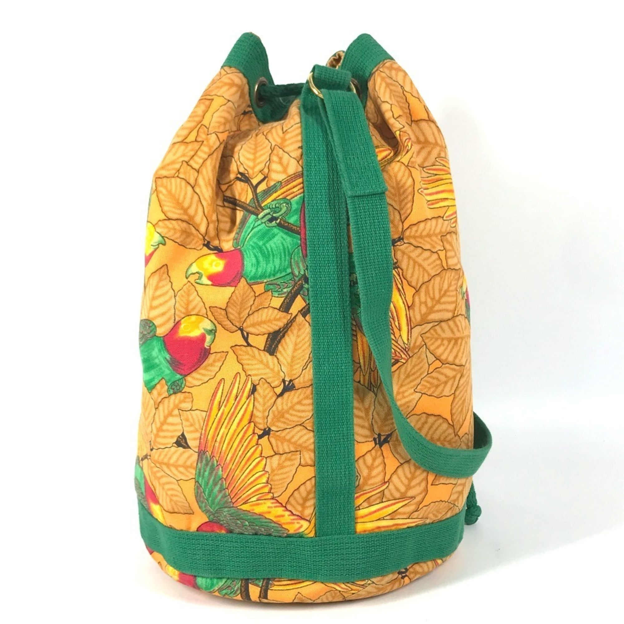 Hermes Green Yellow Cotton Shoulder Bag (Pre-Owned)