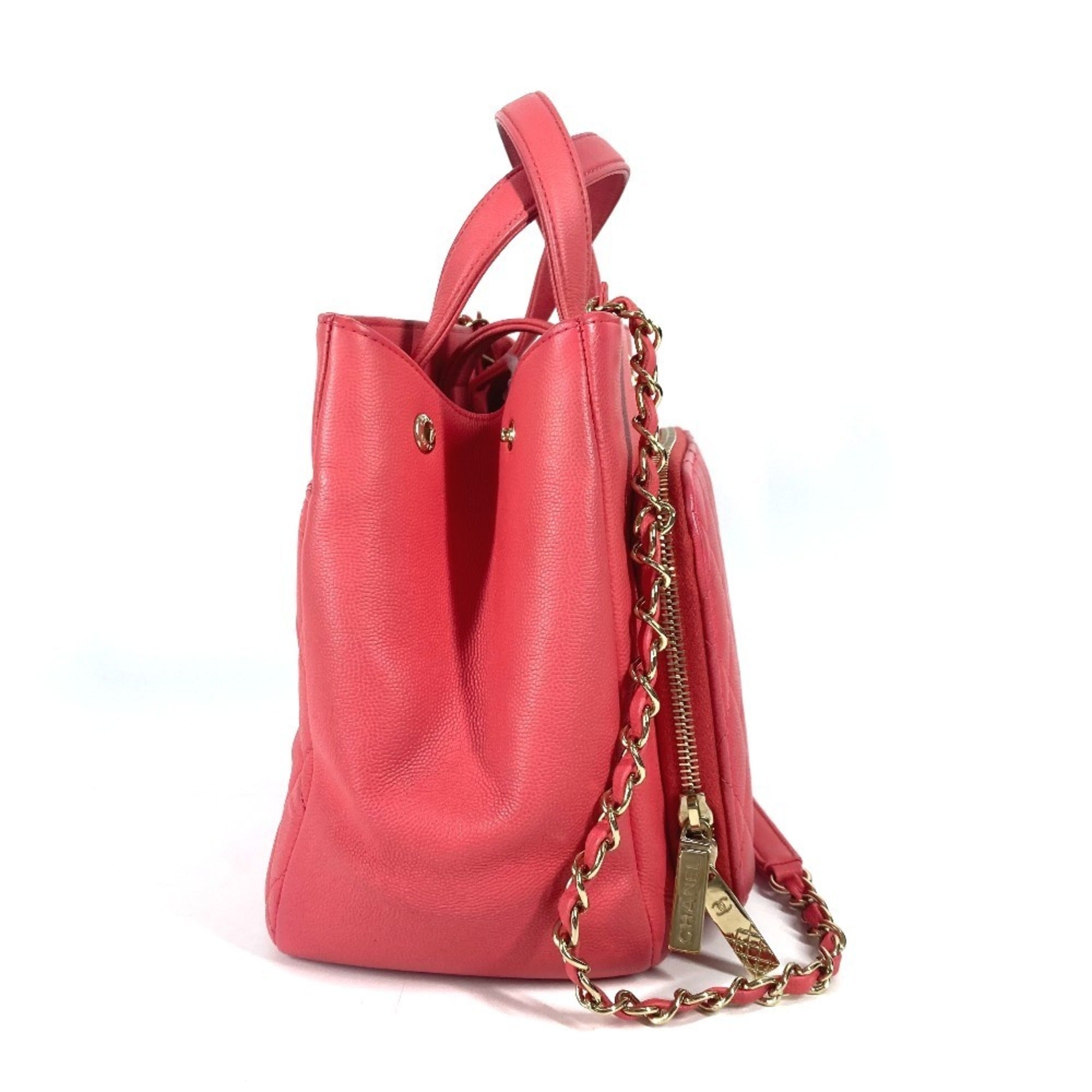 Chanel Pink Grained Calfskin Shoulder Bag Tote Bag (Pre-Owned)
