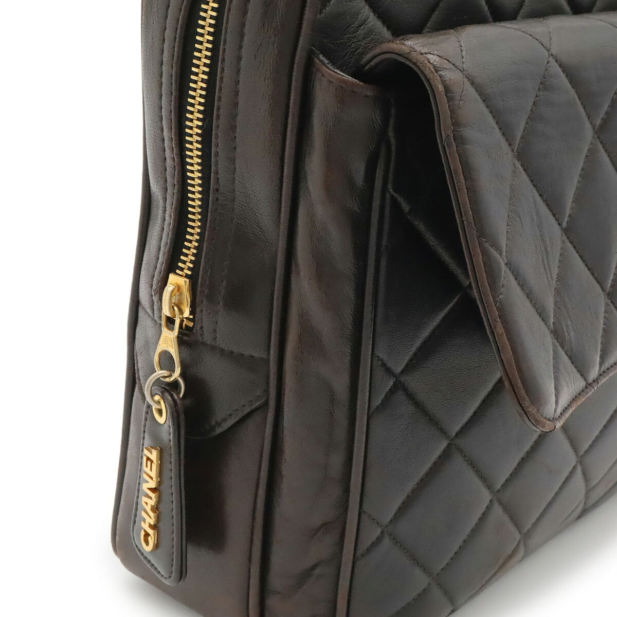 Chanel Matelasse Black Leather Shoulder Bag Tote Bag (Pre-Owned)