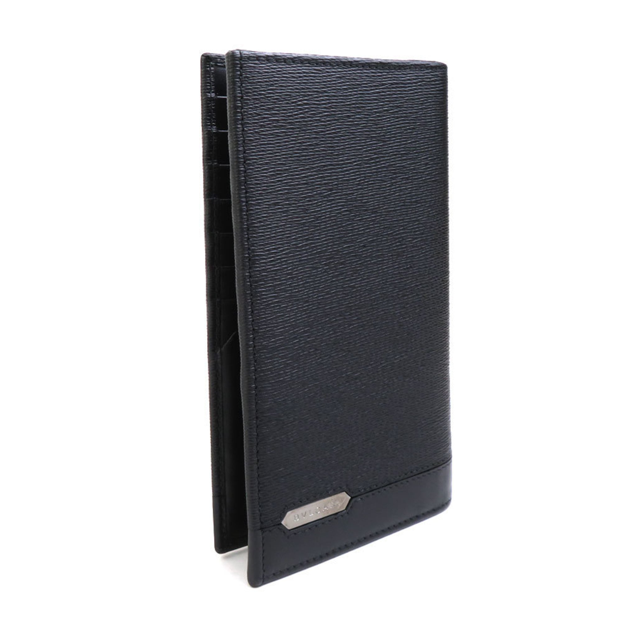 Bvlgari Black Leather Long Bill Wallet (Bi-Fold) (Pre-Owned)