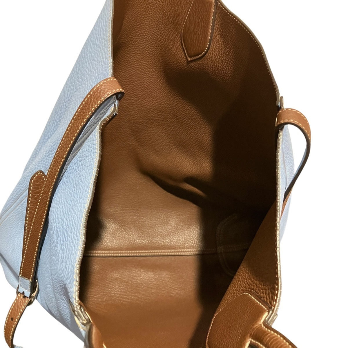 Gucci Brown Sky Blue Leather Tote Bag (Pre-Owned)