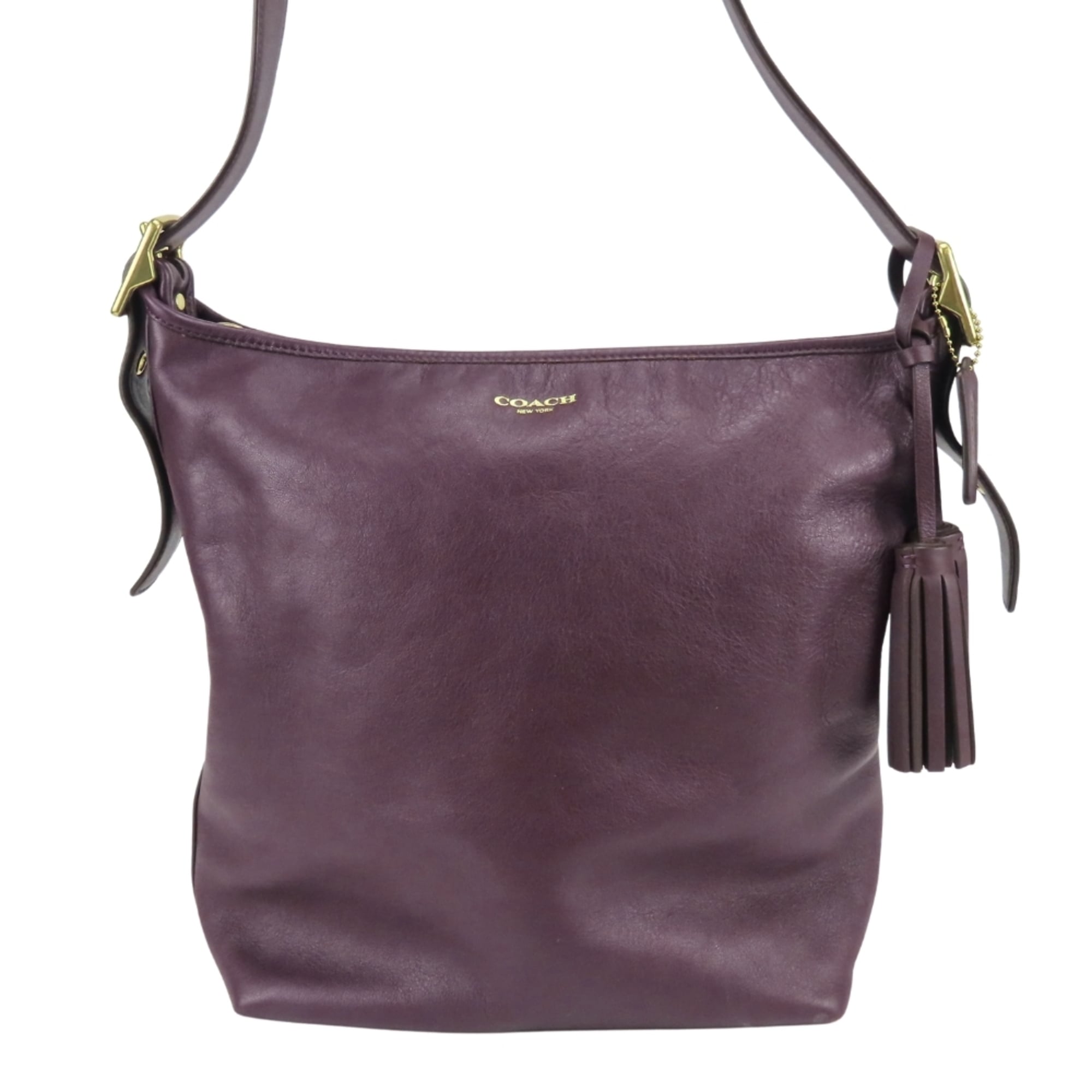 Coach Dark Purple Leather Shoulder Bag (Pre-Owned)