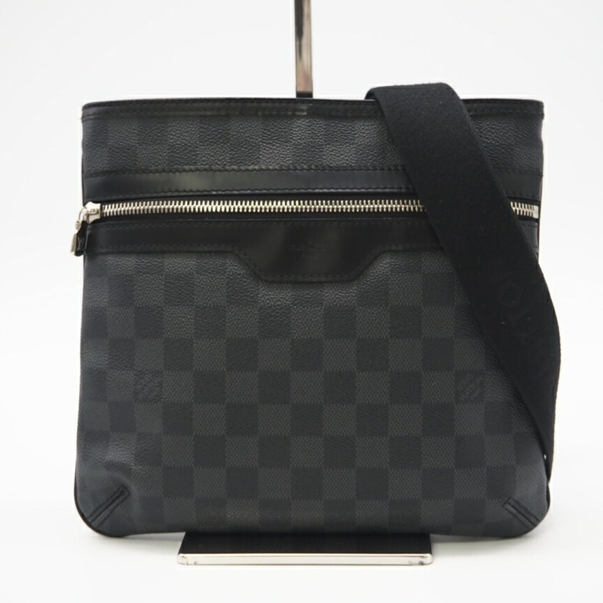 Louis Vuitton Black Gray Coated Canvas Shoulder Bag (Pre-Owned)