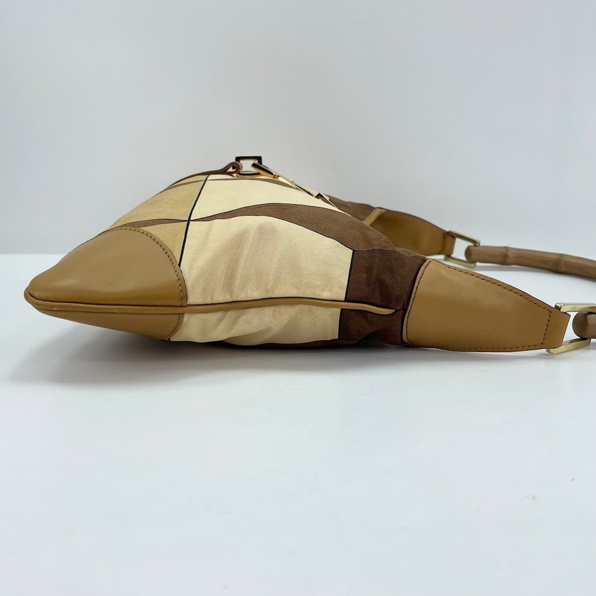 Gucci Beige Bamboo Nylon Shoulder Bag (Pre-Owned)