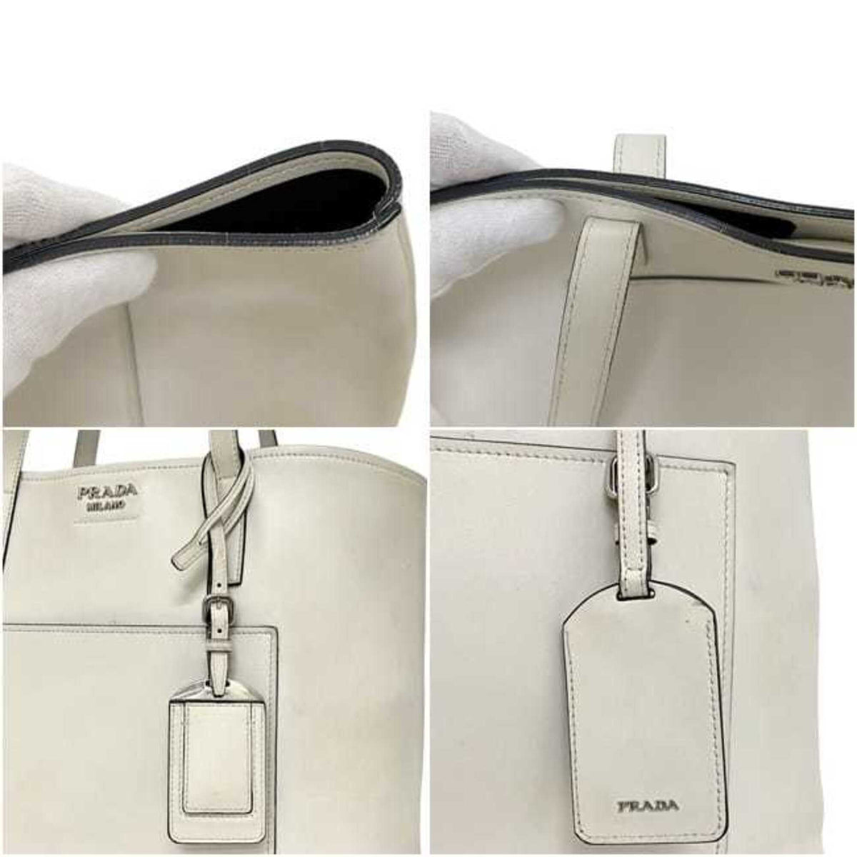 Prada White Leather Tote Bag (Pre-Owned)