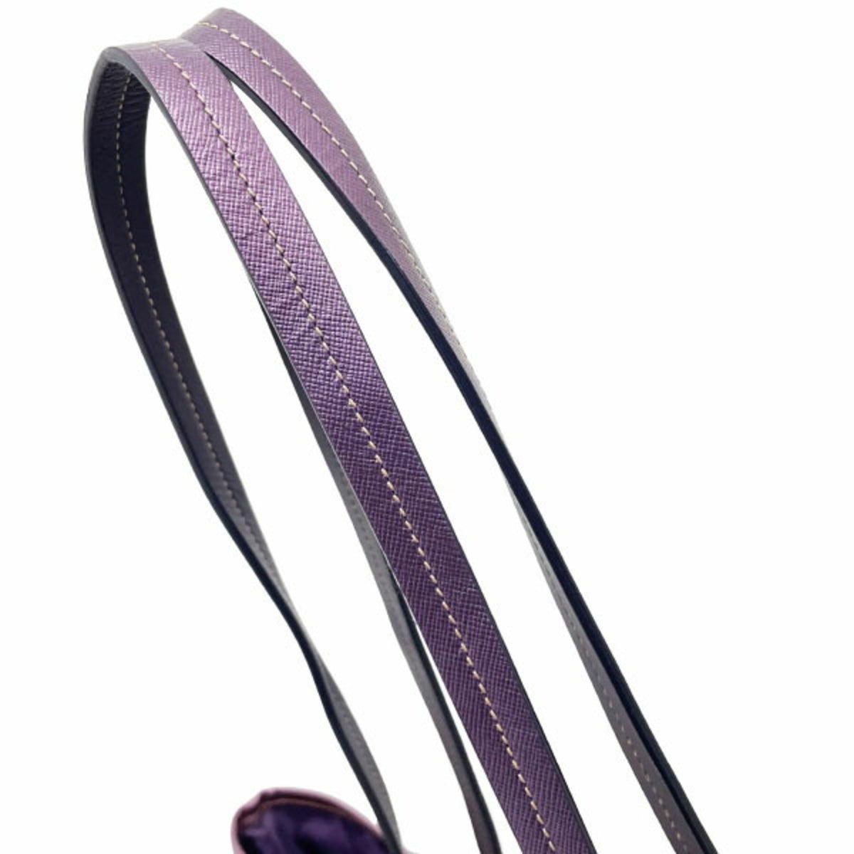Prada Saffiano Purple Nylon Leather Handbag Shoulder Bag Tote Bag (Pre-Owned)