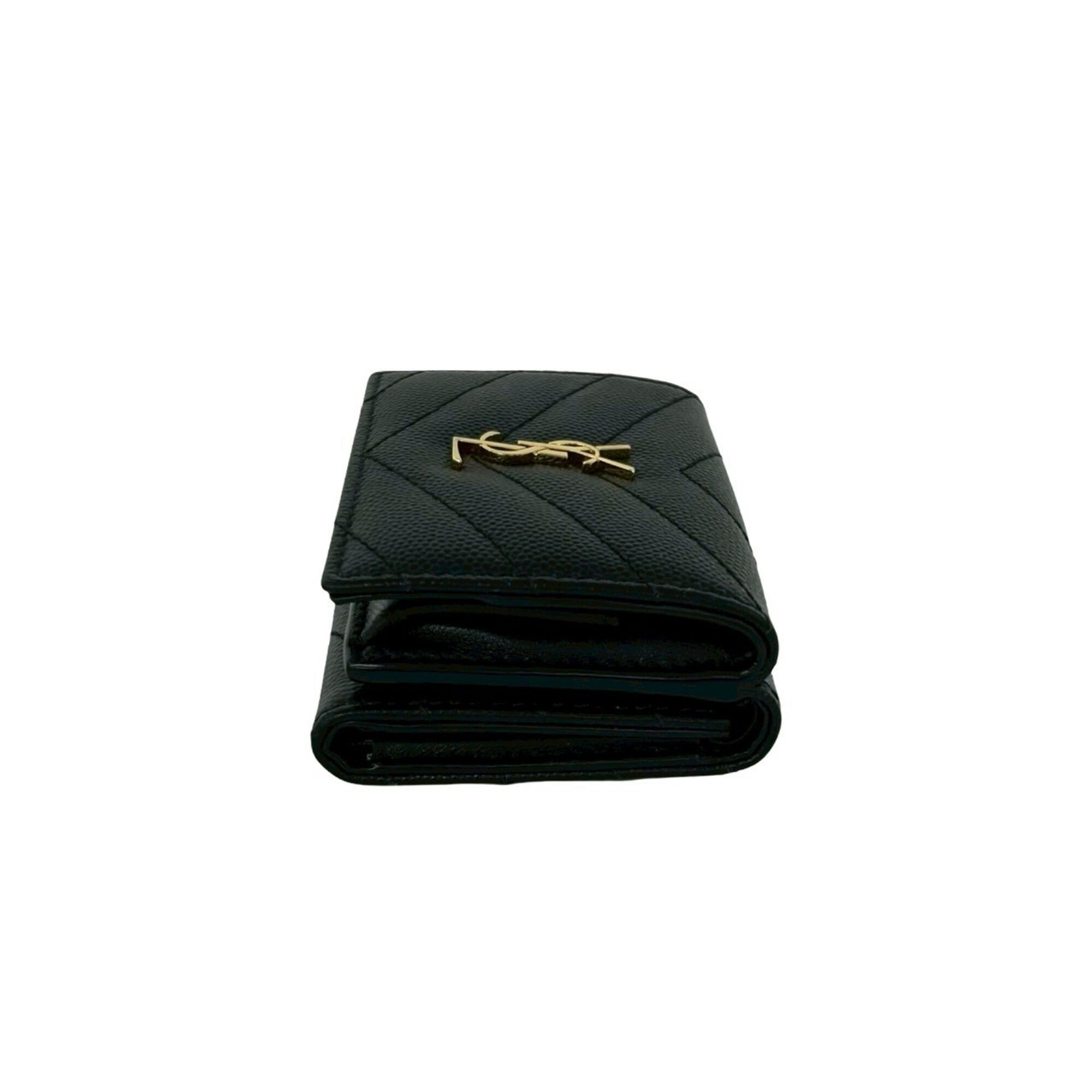 Yves Saint Laurent Black Leather Wallet (Tri-Fold) (Pre-Owned)
