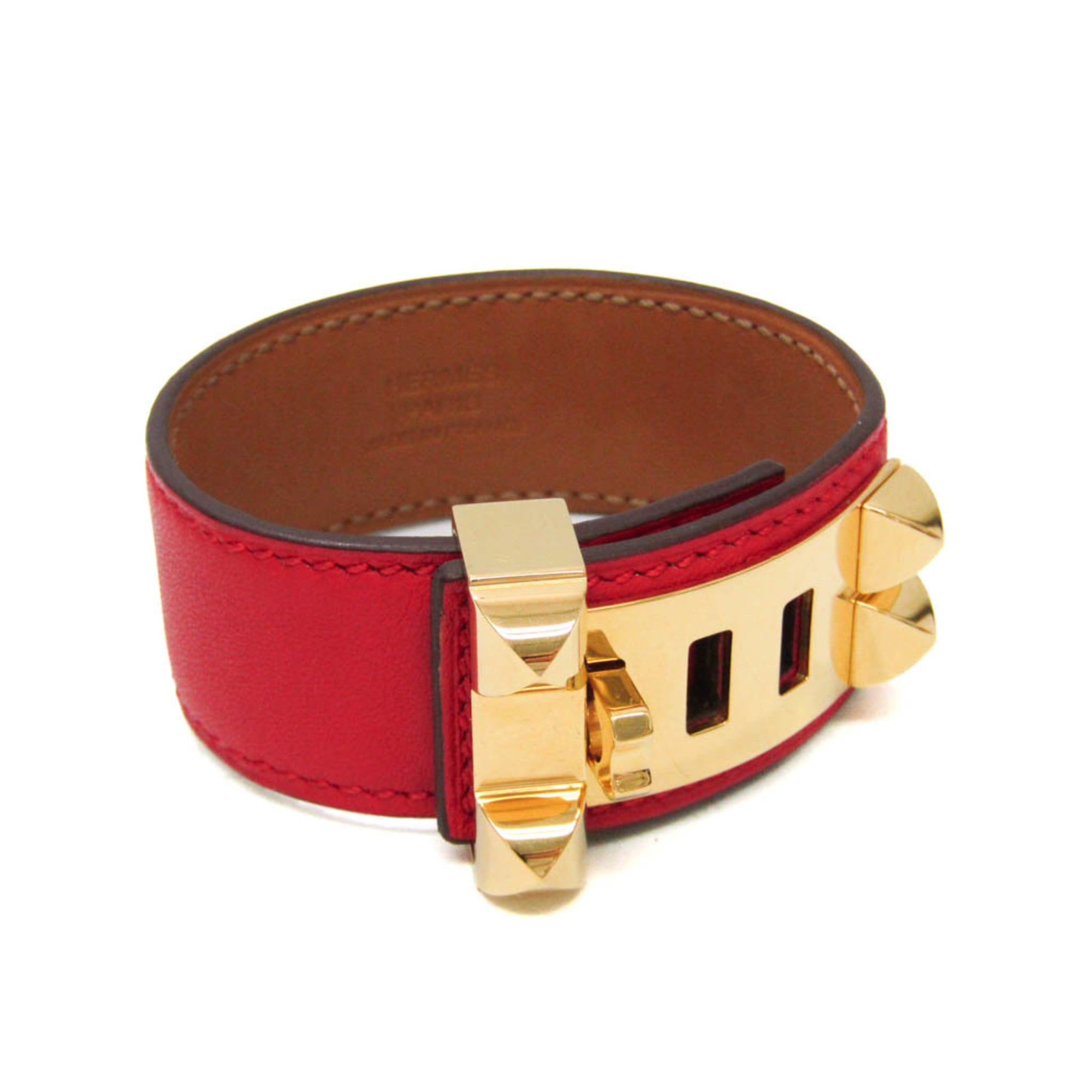 Hermes Collier De Chien 24 Bracelet Leather Red Leather Bracelet Jewelry (Pre-Owned)