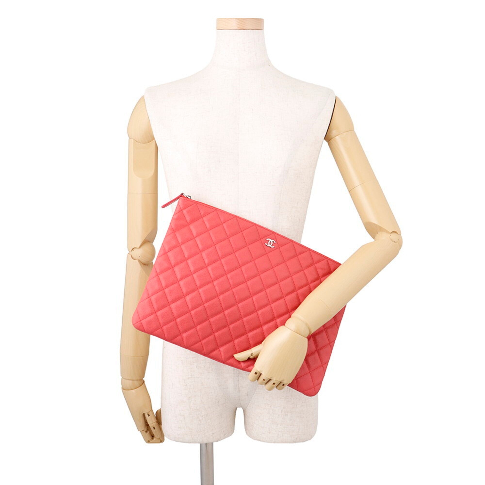 Chanel Matelasse Pink Grained Calfskin Clutch Bag (Pre-Owned)