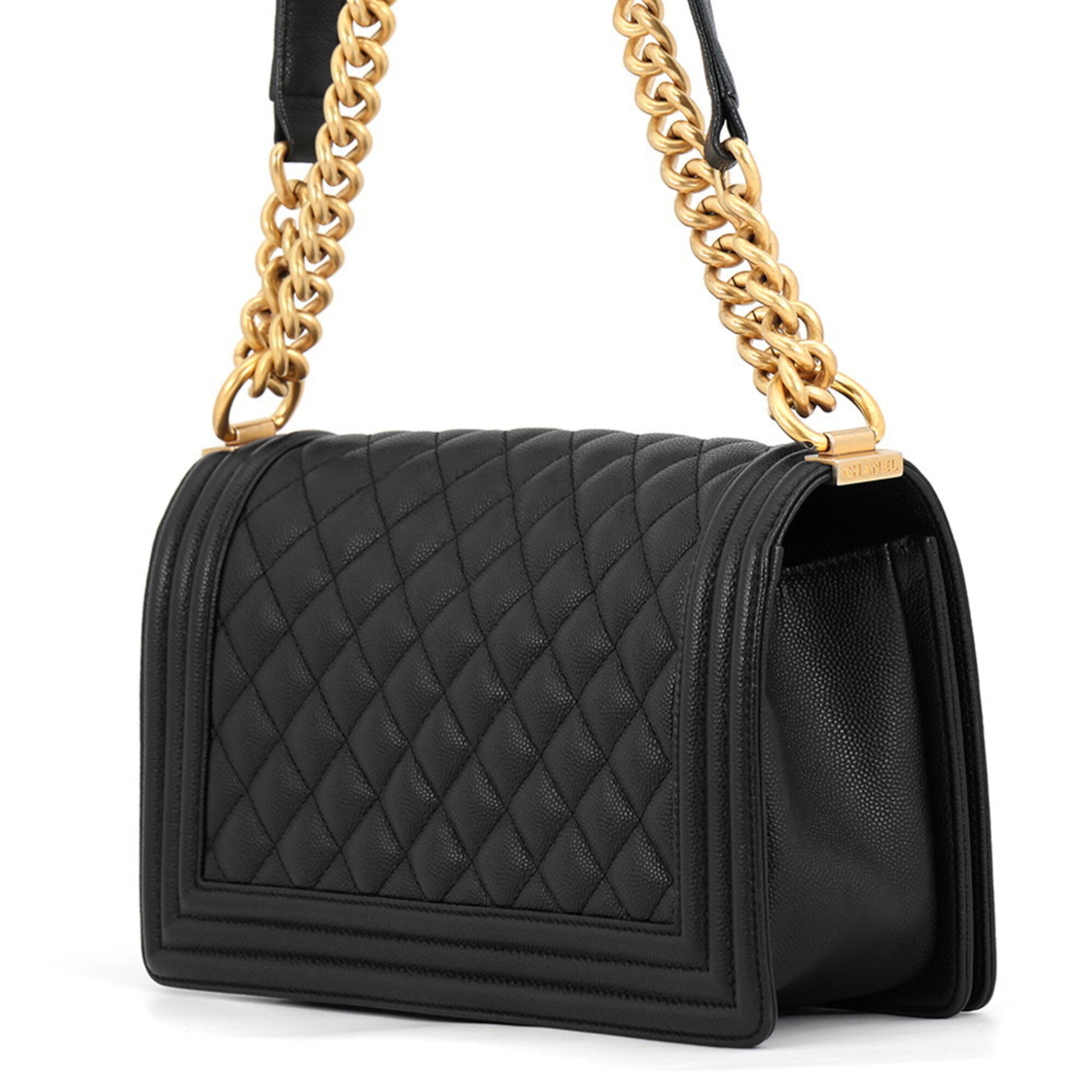 Chanel Black Grained Calfskin Handbag Shoulder Bag (Pre-Owned)