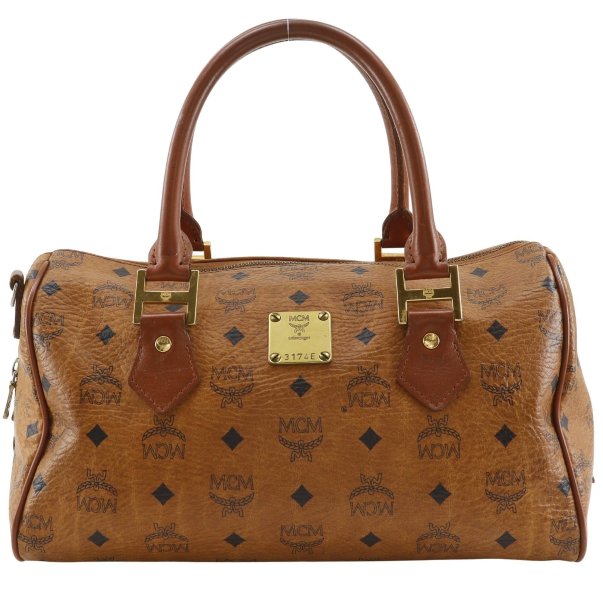 Mcm Brown Pvc Boston Bag Handbag (Pre-Owned)