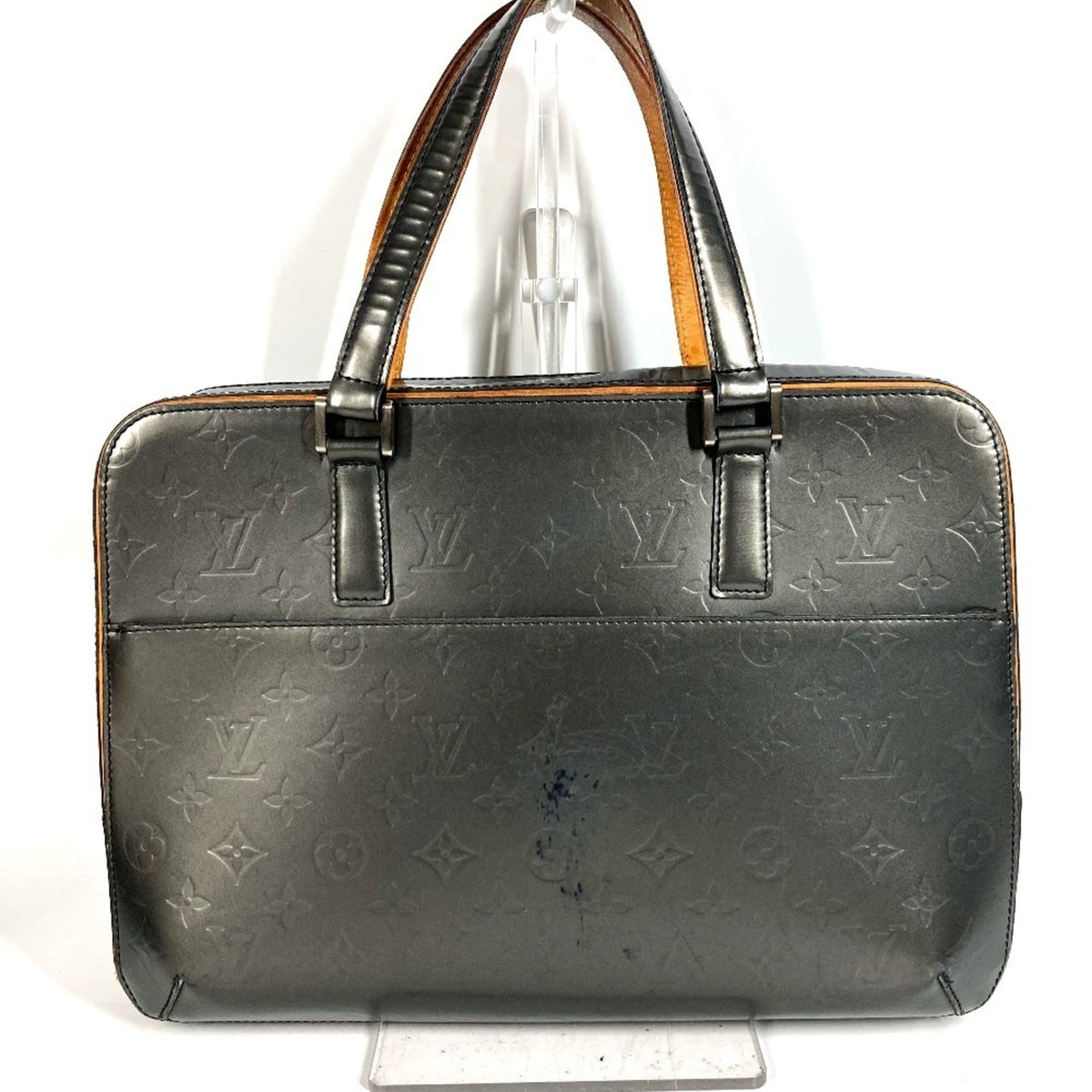 Louis Vuitton Navy Monogram Mat Leather Briefcase Tote Bag (Pre-Owned)