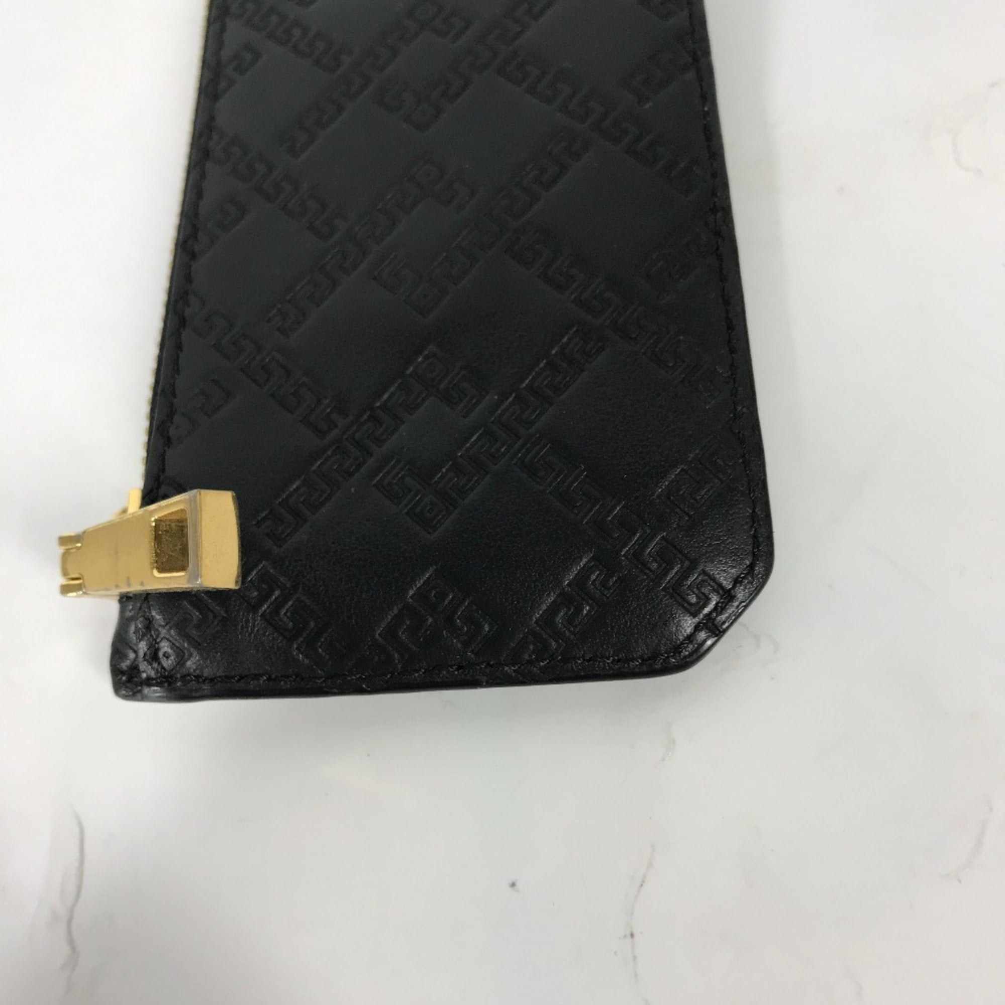 Versace Black Leather Long Wallet (Bi-Fold) (Pre-Owned)