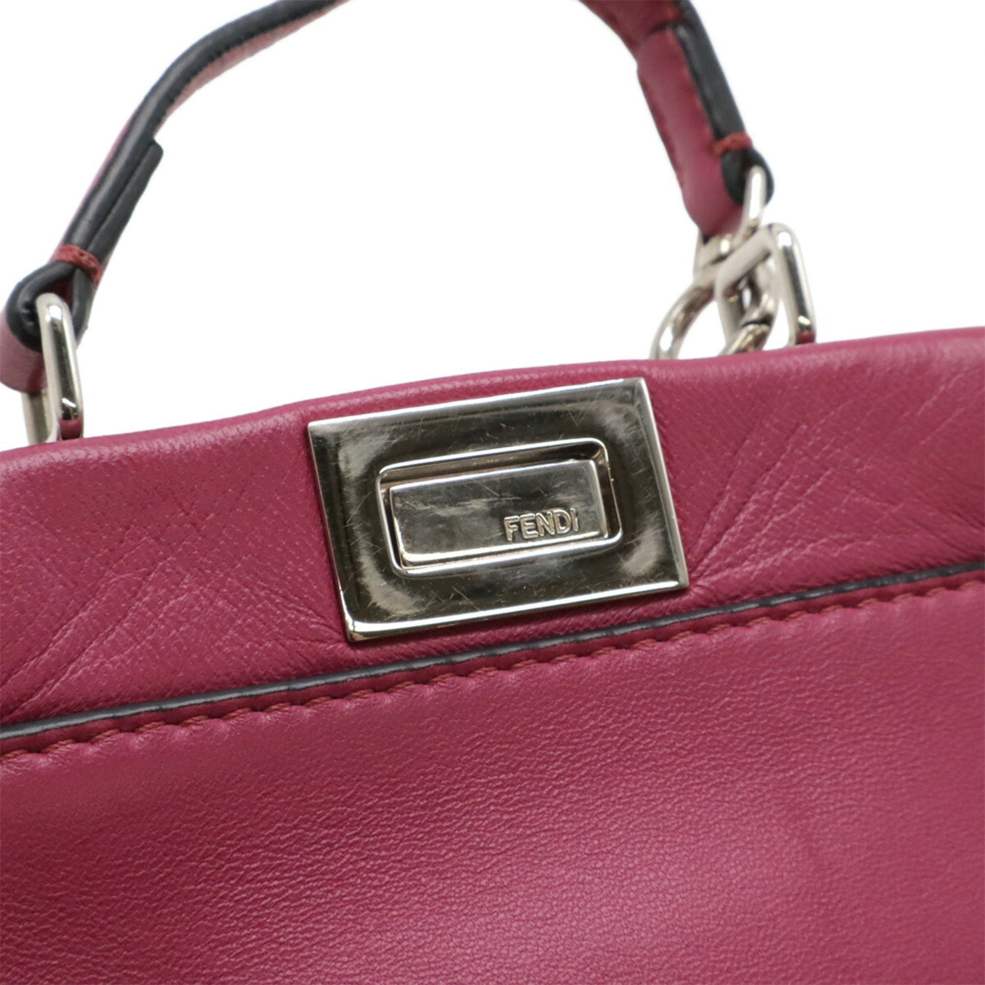 Fendi Purple Leather Handbag Shoulder Bag (Pre-Owned)
