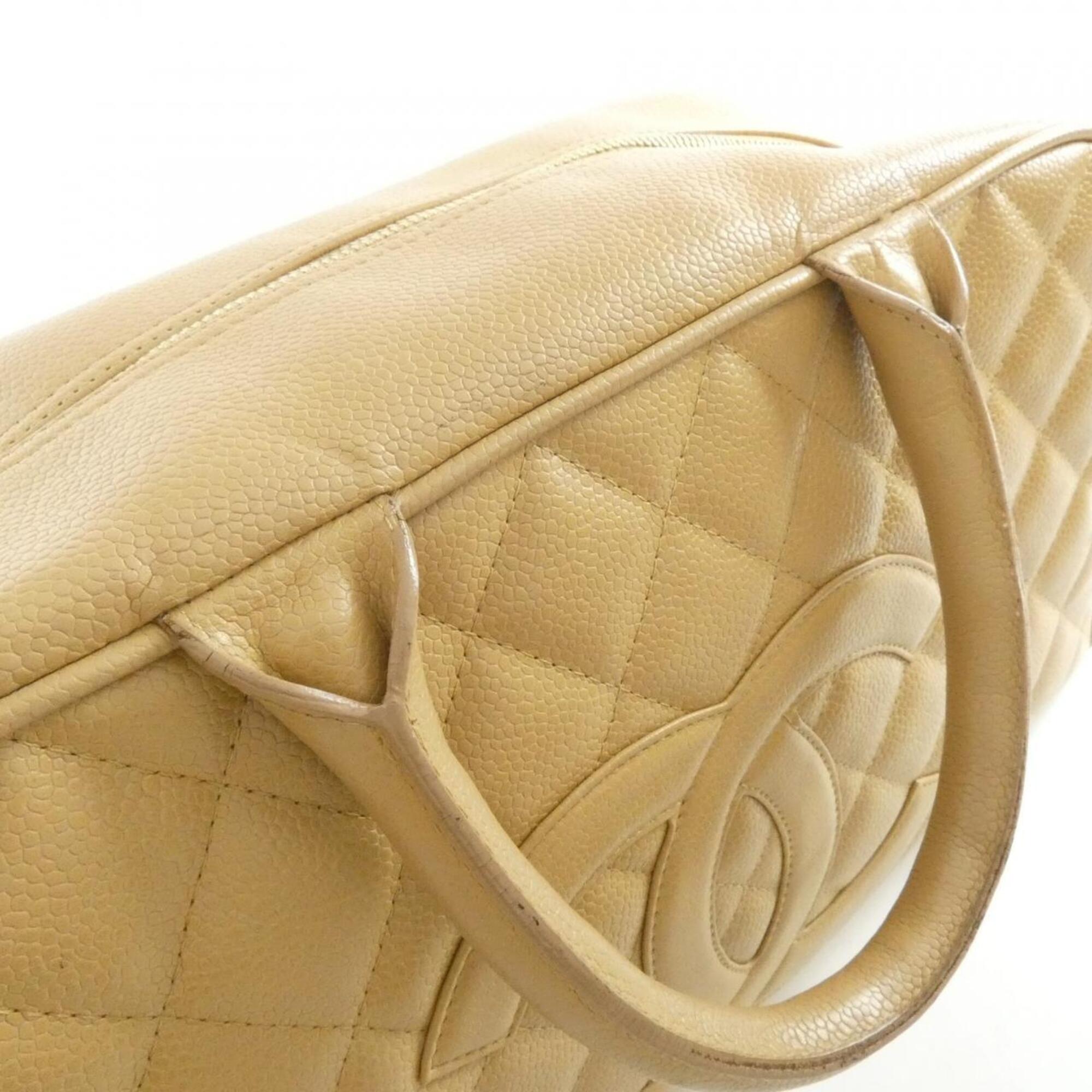 Chanel Beige Grained Calfskin Boston Bag (Pre-Owned)