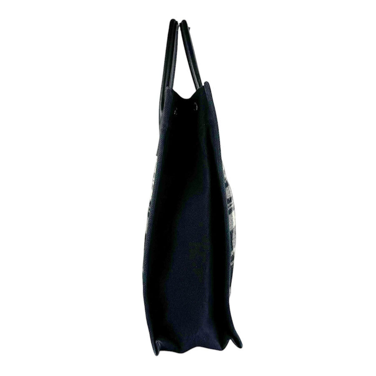Saint Laurent Black White Leather Cotton Handbag Tote Bag (Pre-Owned)