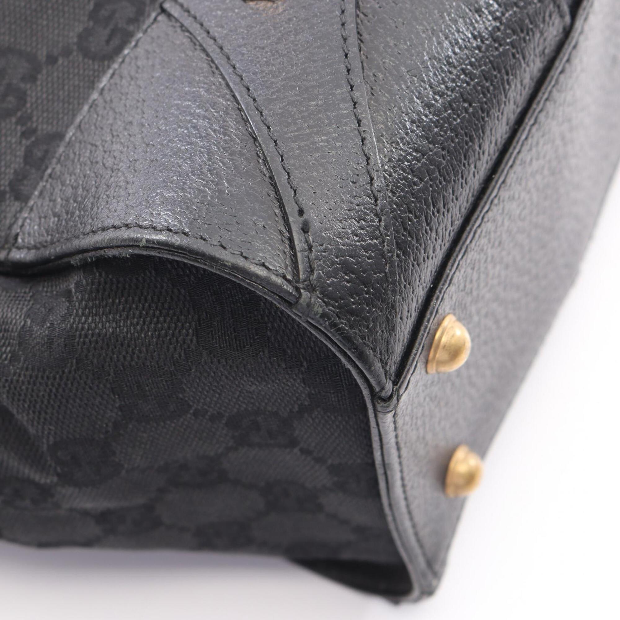 Gucci Black Canvas Leather Handbag (Pre-Owned)