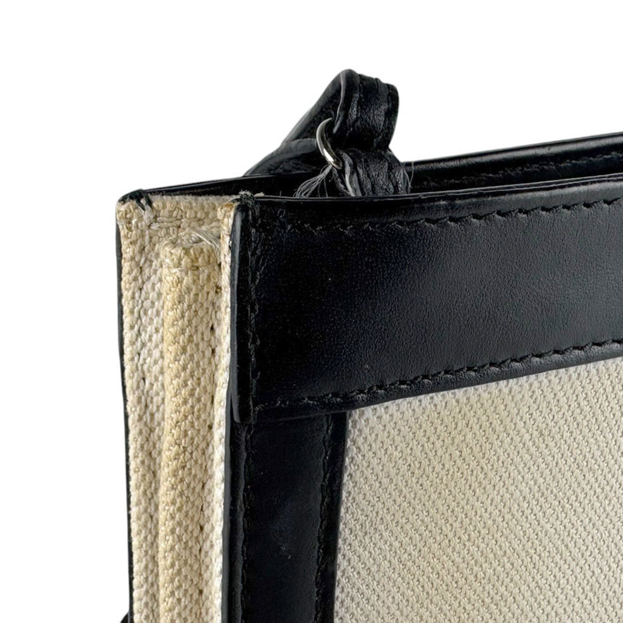 Balenciaga Black Ivory Canvas Leather Shoulder Bag (Pre-Owned)
