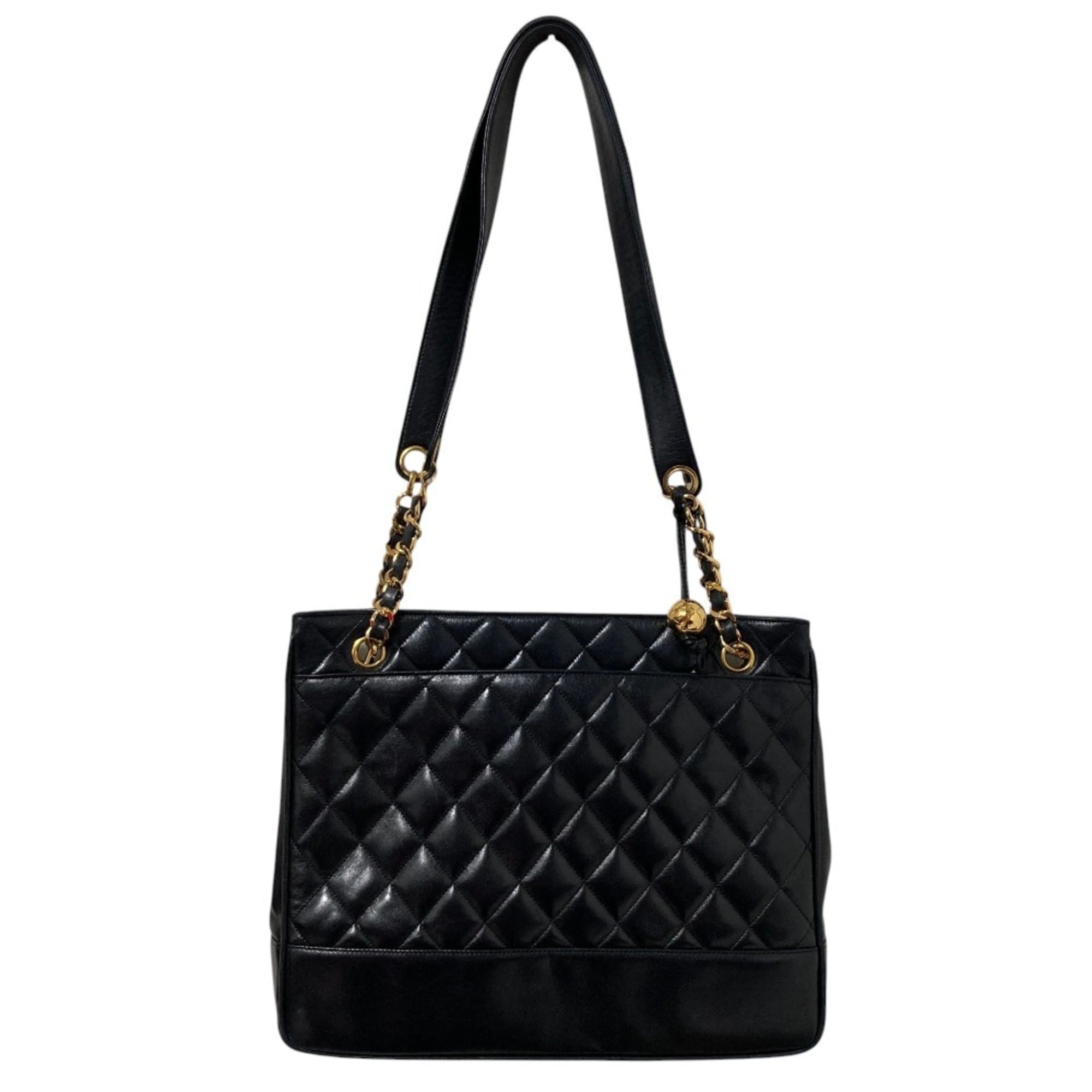Chanel Black Leather Shoulder Bag Tote Bag (Pre-Owned)