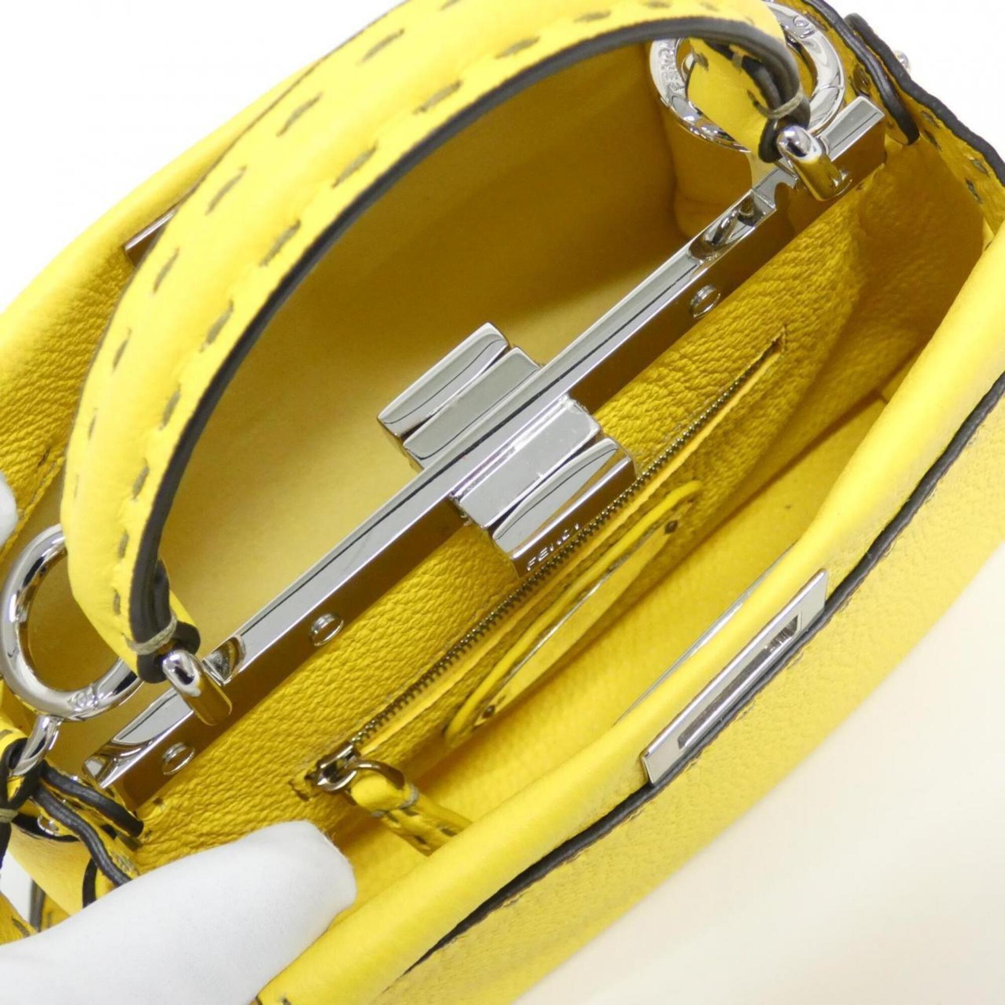 Fendi Selleria Yellow Leather Handbag (Pre-Owned)