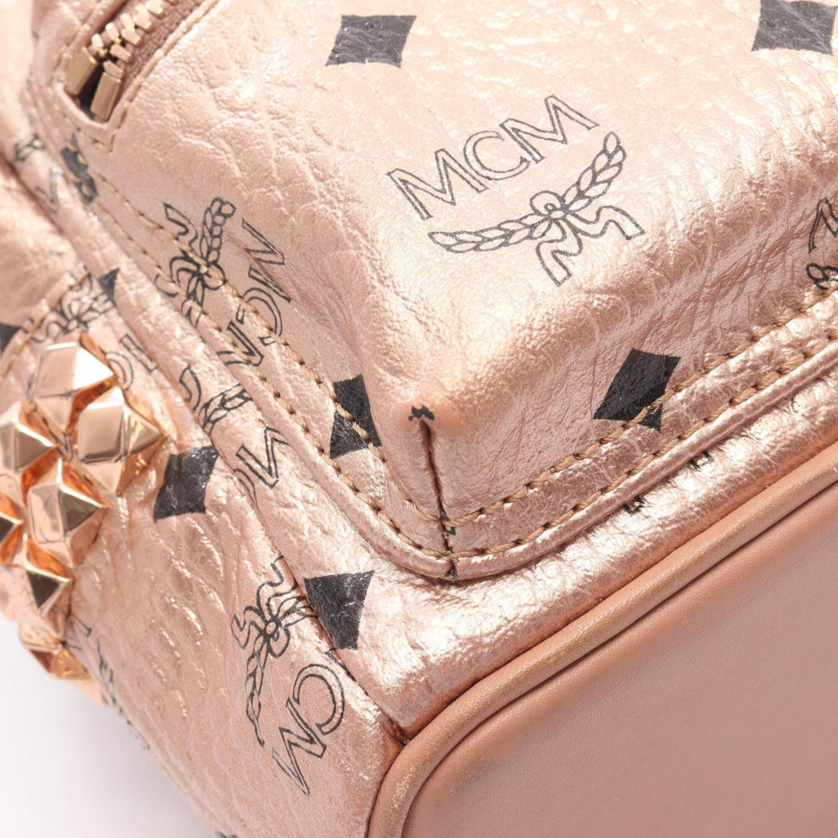 Mcm Gold Coated Canvas Backpack Handbag (Pre-Owned)