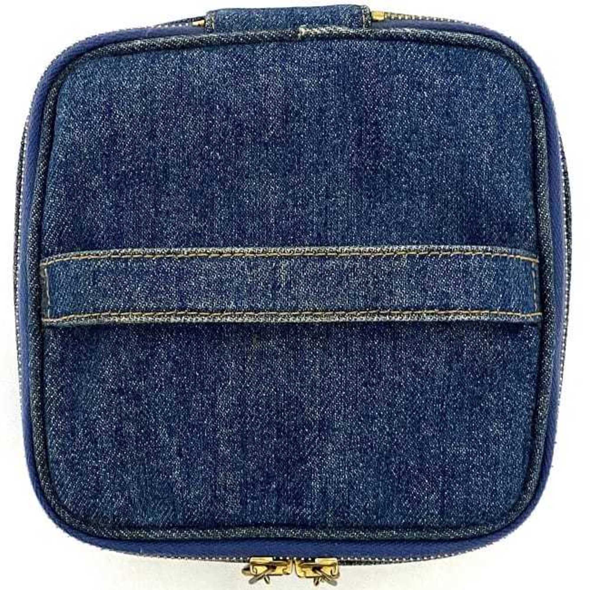 Chanel Denim Denim Leather Handbag Pouch Vanity Bag (Pre-Owned)