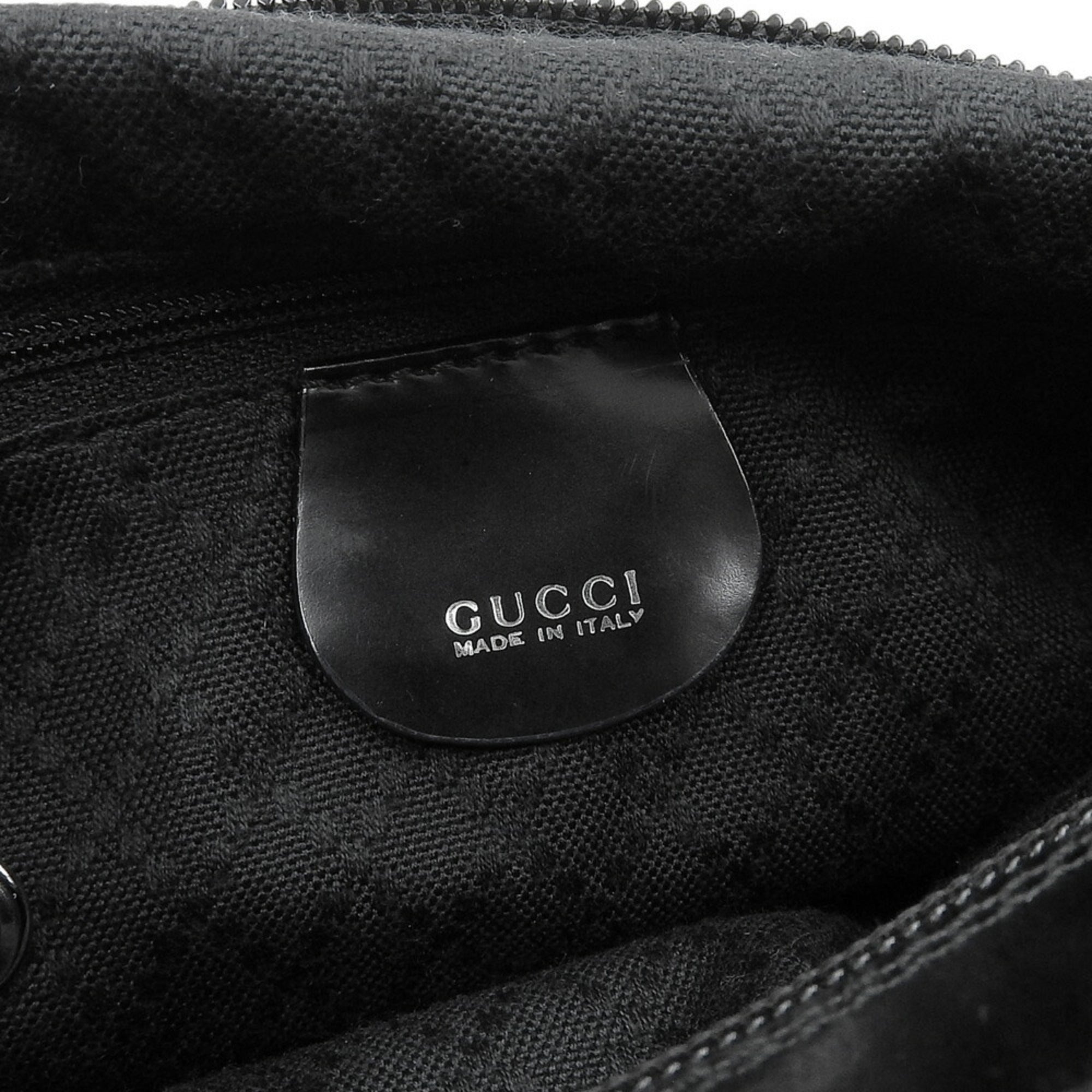 Gucci Black Bamboo Canvas Handbag (Pre-Owned)