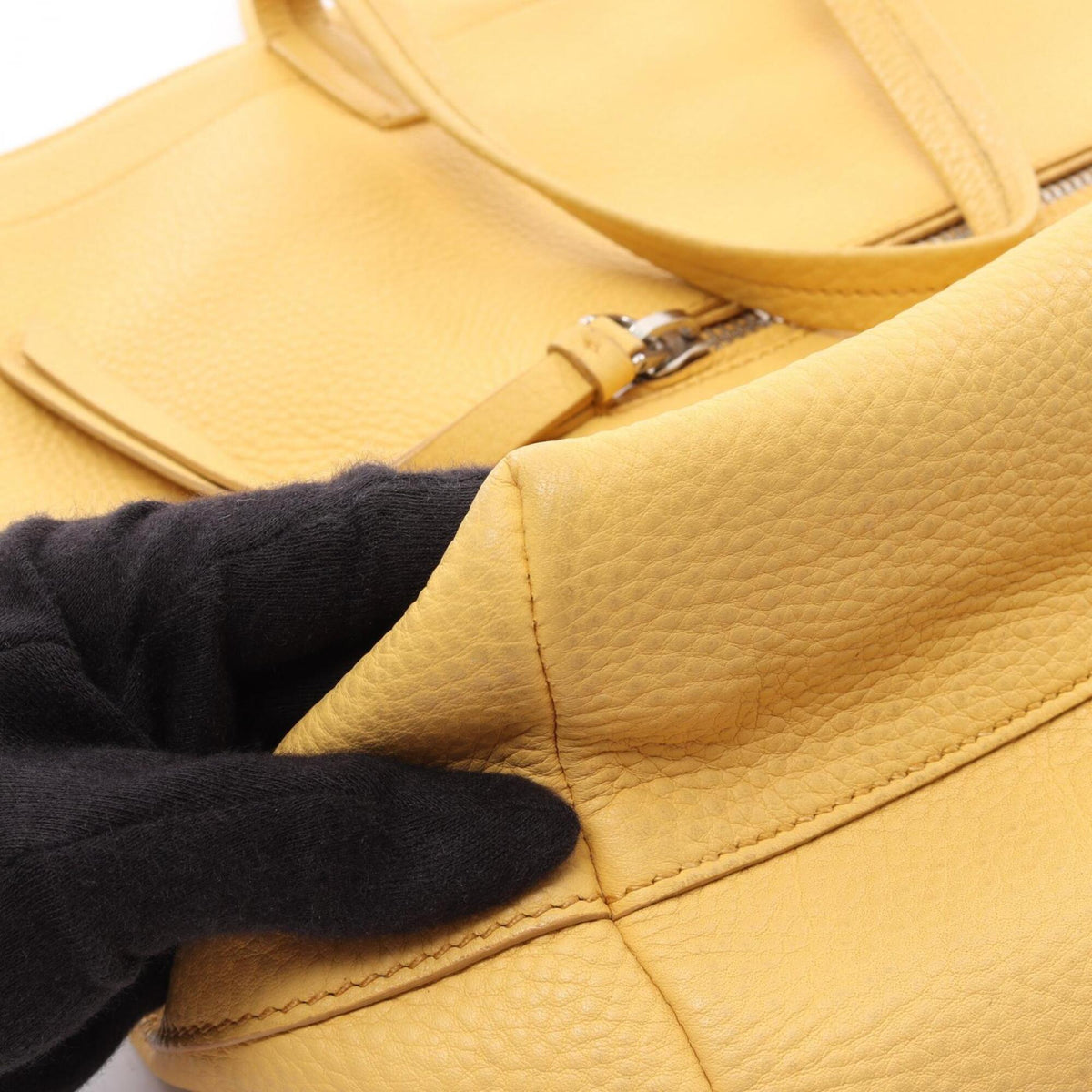 Miu Miu Yellow Leather Handbag Tote Bag (Pre-Owned)