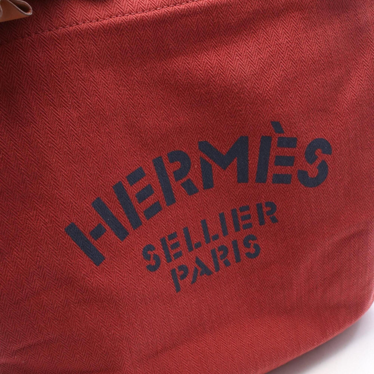 Hermes Brown Navy Red Color Rouge H Toile Chevron Swift Leather Handbag Shoulder Bag (Pre-Owned)