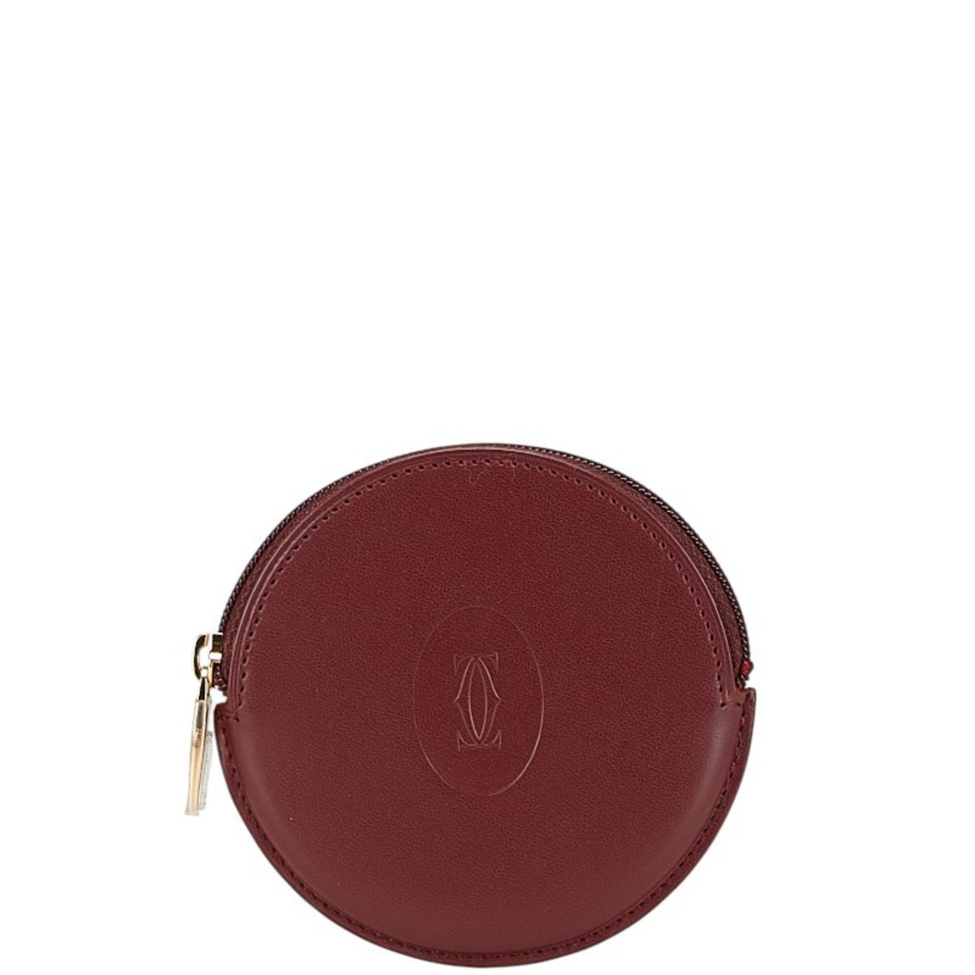 Cartier Wine Red Leather Coin Purse/Coin Case (Pre-Owned)