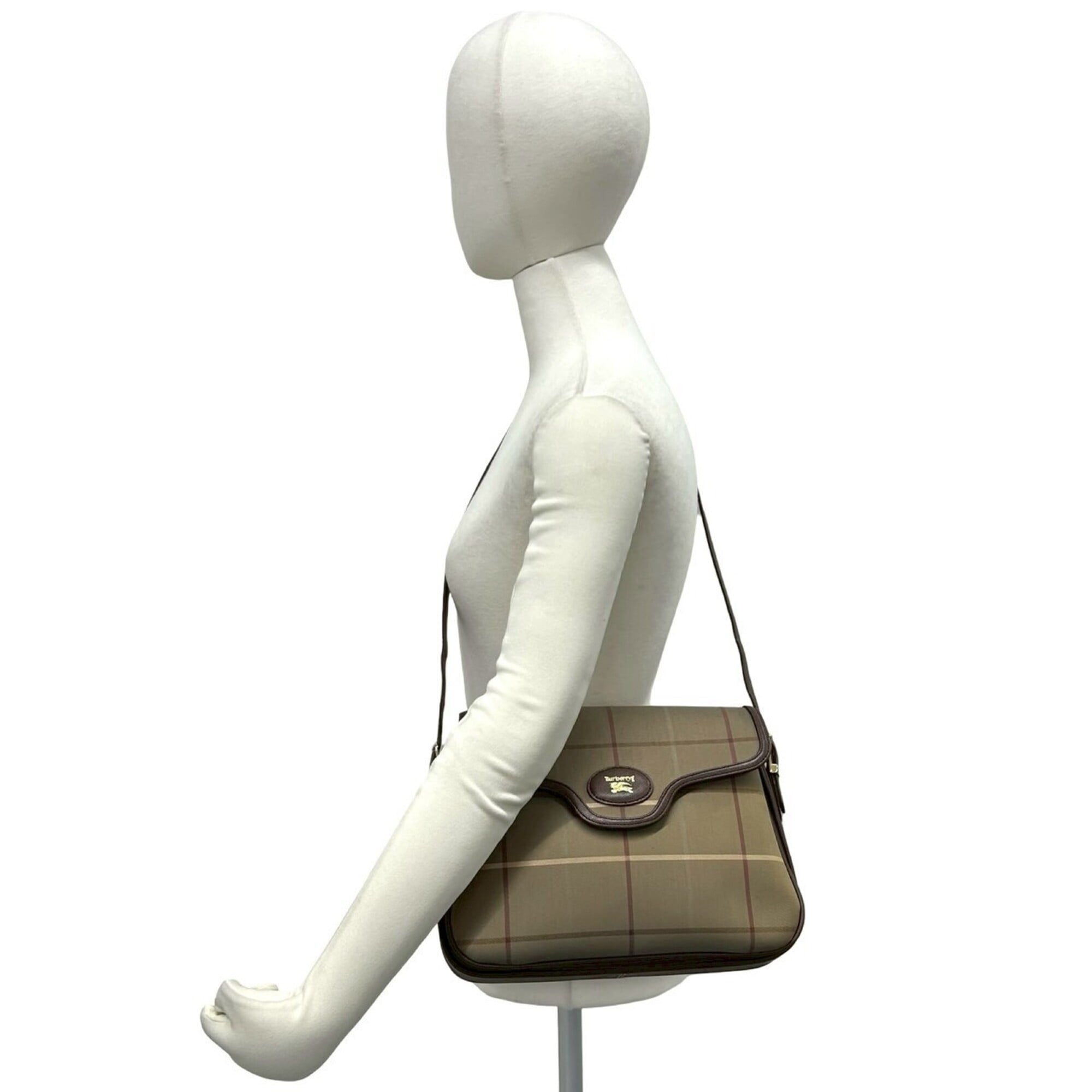 Burberry Brown Khaki Canvas Leather Shoulder Bag (Pre-Owned)