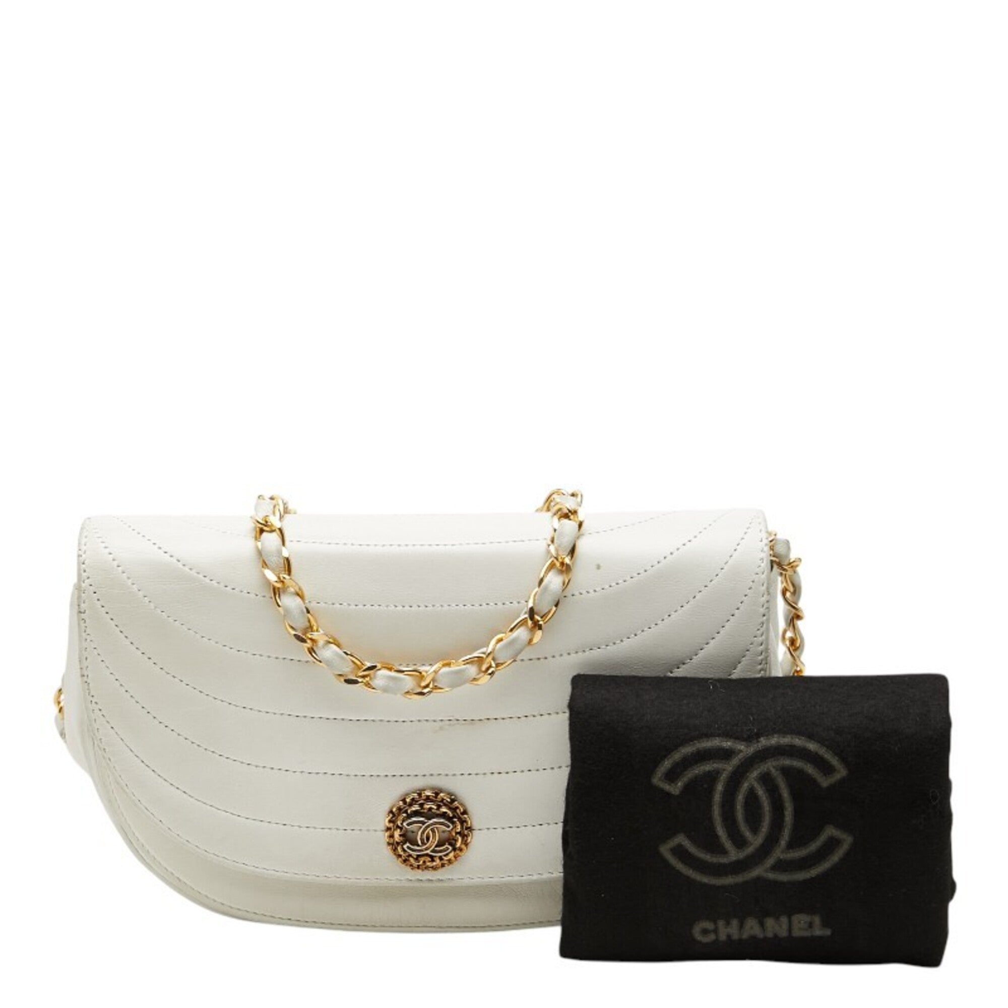 Chanel White Leather Shoulder Bag (Pre-Owned)