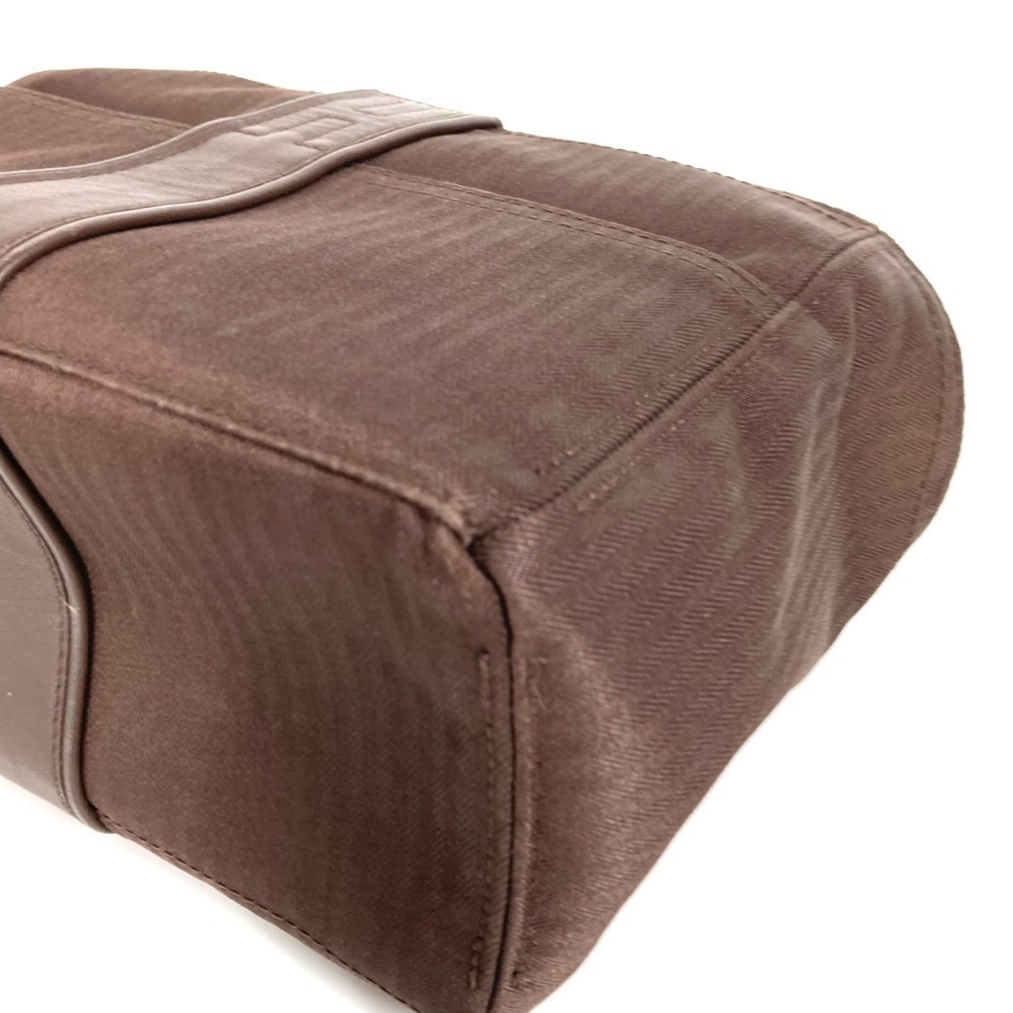 Hermes Brown Toile Chevron Clutch Bag Pouch (Pre-Owned)