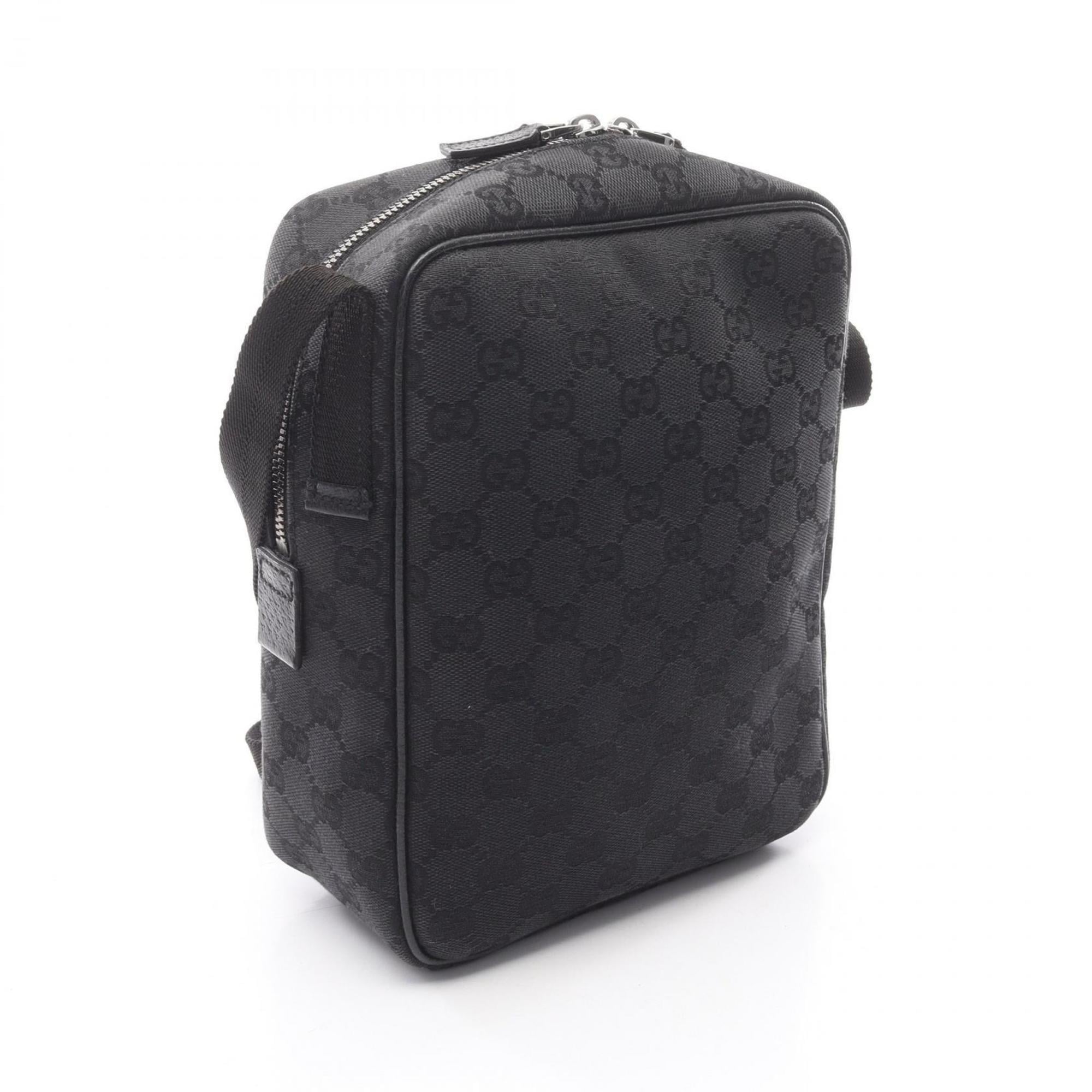 Gucci Black Gg Canvas Leather Handbag Shoulder Bag (Pre-Owned)