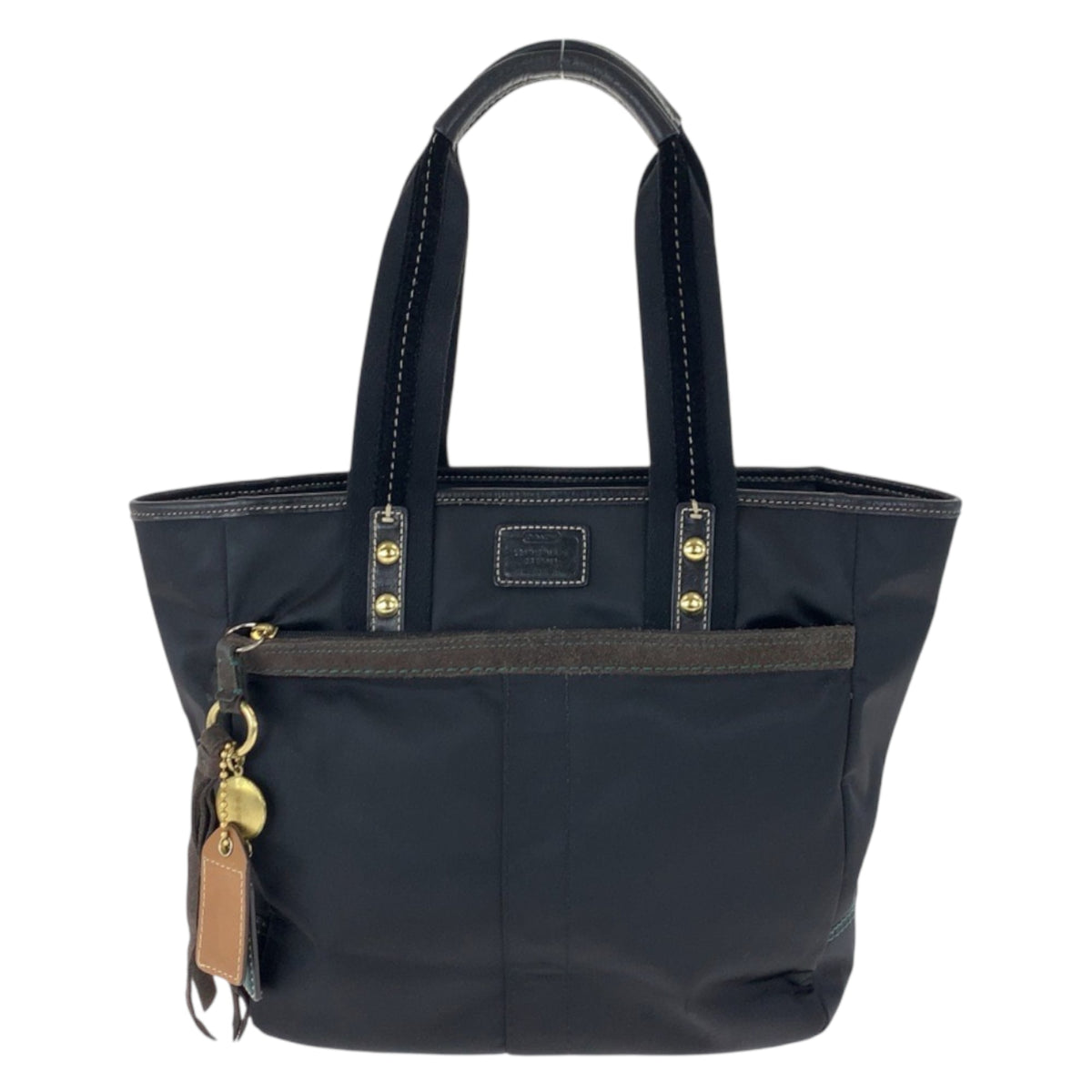 Coach Black Nylon Leather Shoulder Bag Tote Bag (Pre-Owned)