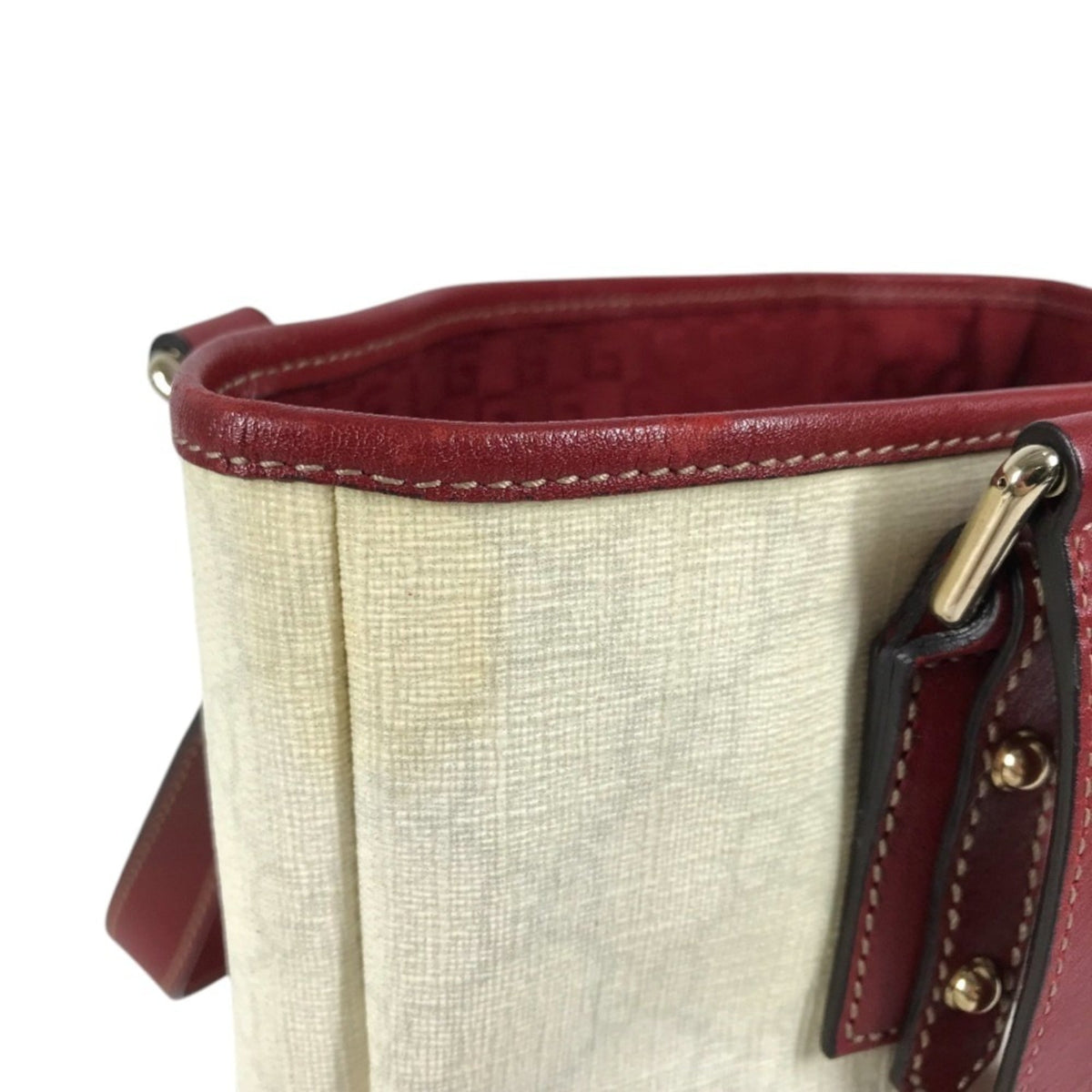 Gucci Red Color White Gg Supreme Leather Shoulder Bag Tote Bag (Pre-Owned)