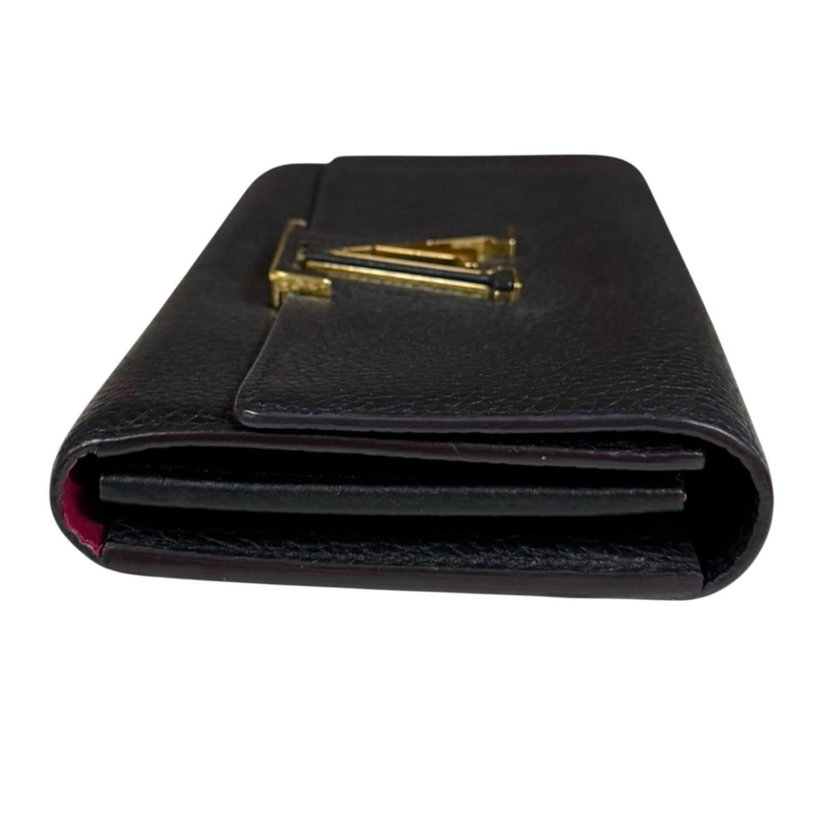 Louis Vuitton Black Noir Leather Long Wallet (Bi-Fold) (Pre-Owned)
