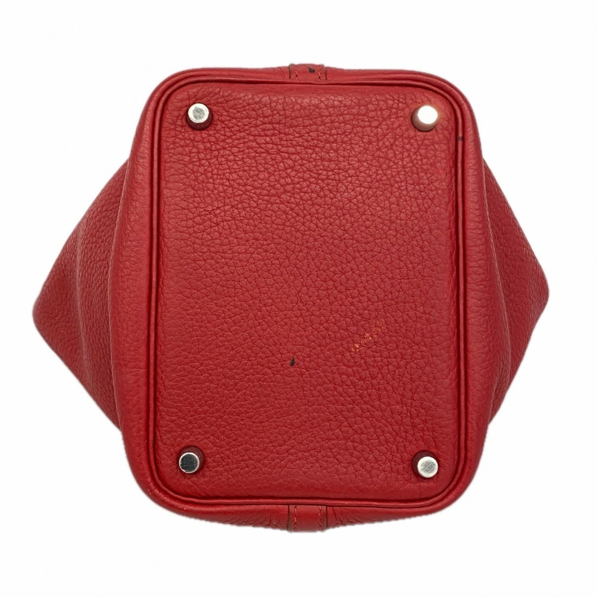 Hermes Rouge Casaque Taurillon Clemence Leather Handbag (Pre-Owned)