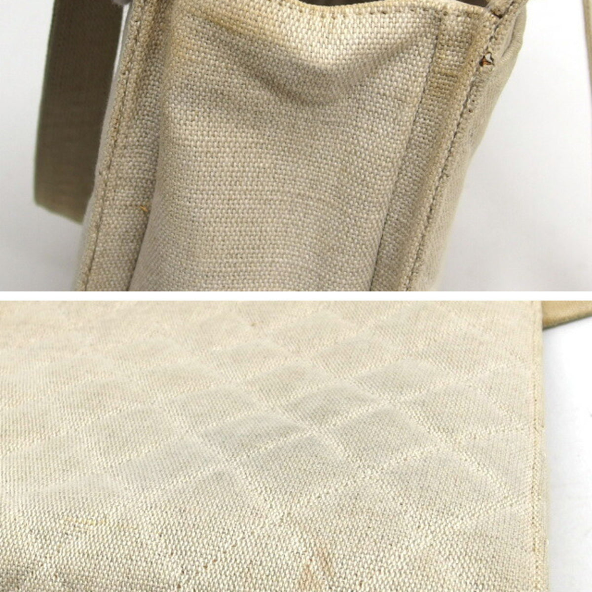 Chanel Ivory Light Beige Off-White Canvas Shoulder Bag Tote Bag (Pre-Owned)