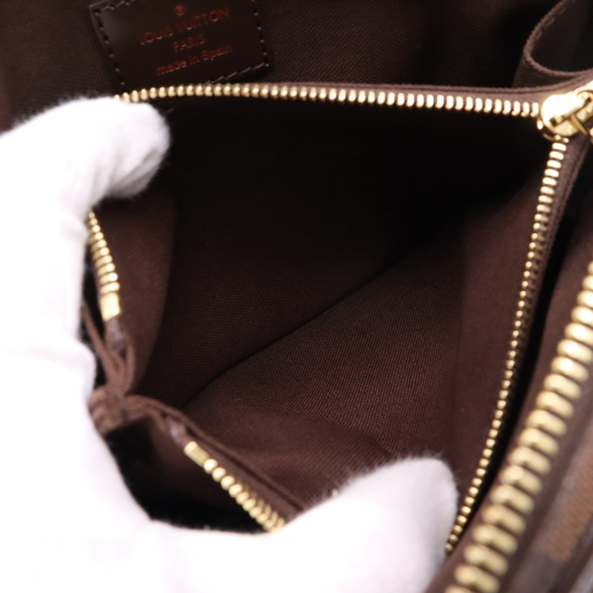 Louis Vuitton Beige Brown Coated Canvas Leather Sling Bag (Pre-Owned)