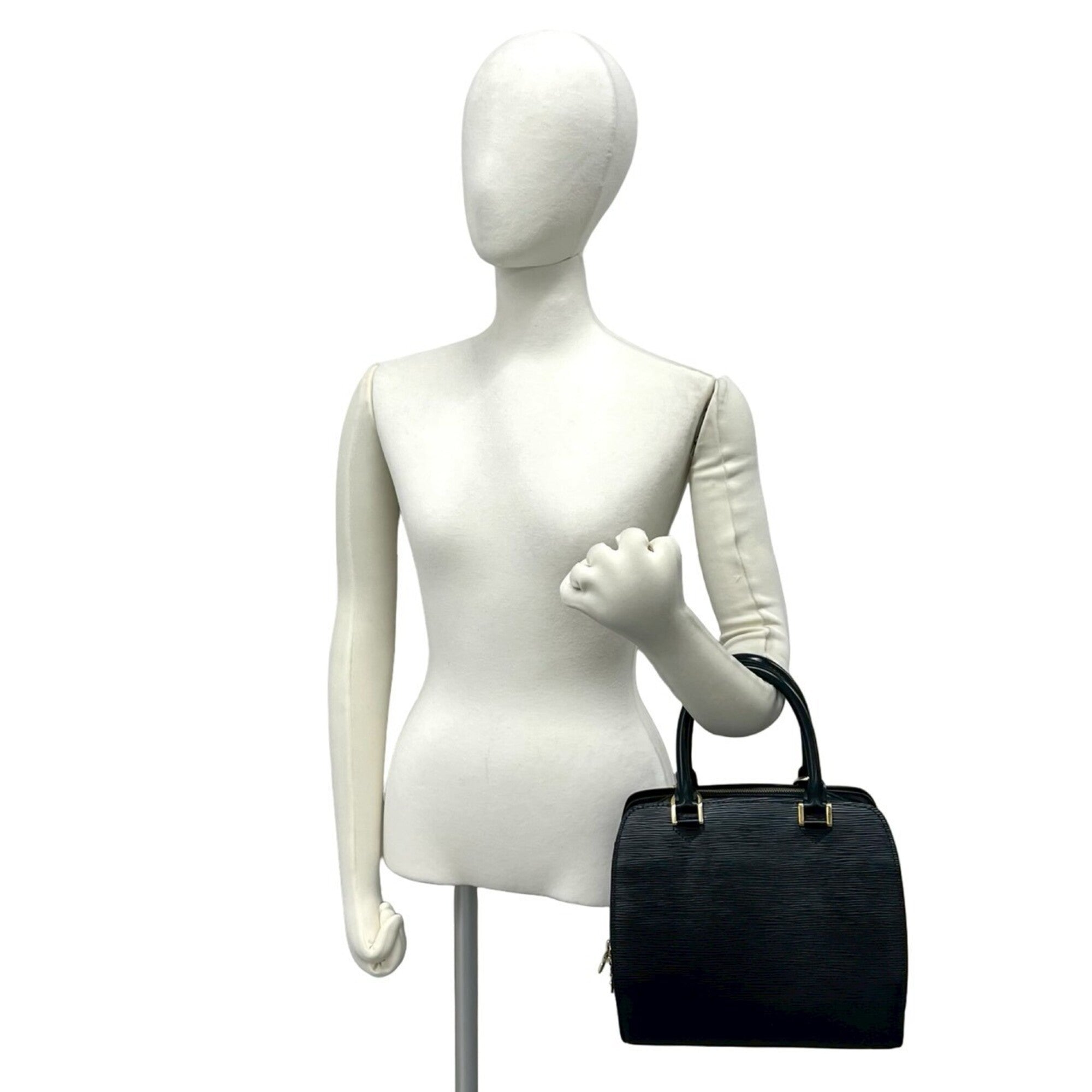 Louis Vuitton Black Leather Boston Bag Handbag (Pre-Owned)