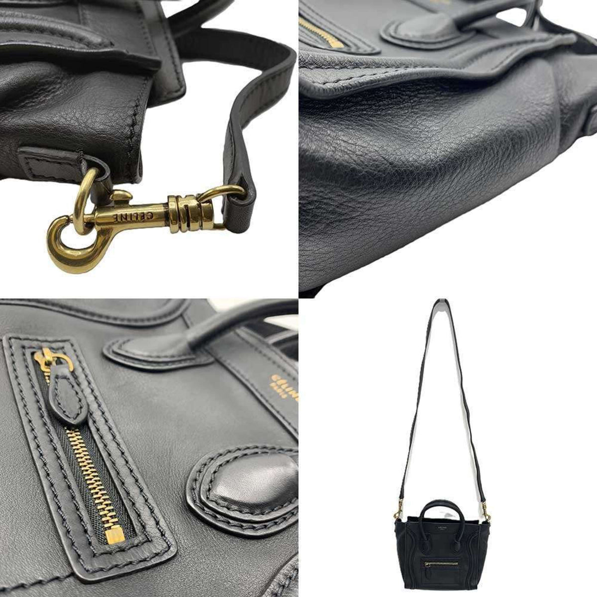 Celine Black Leather Handbag Shoulder Bag (Pre-Owned)