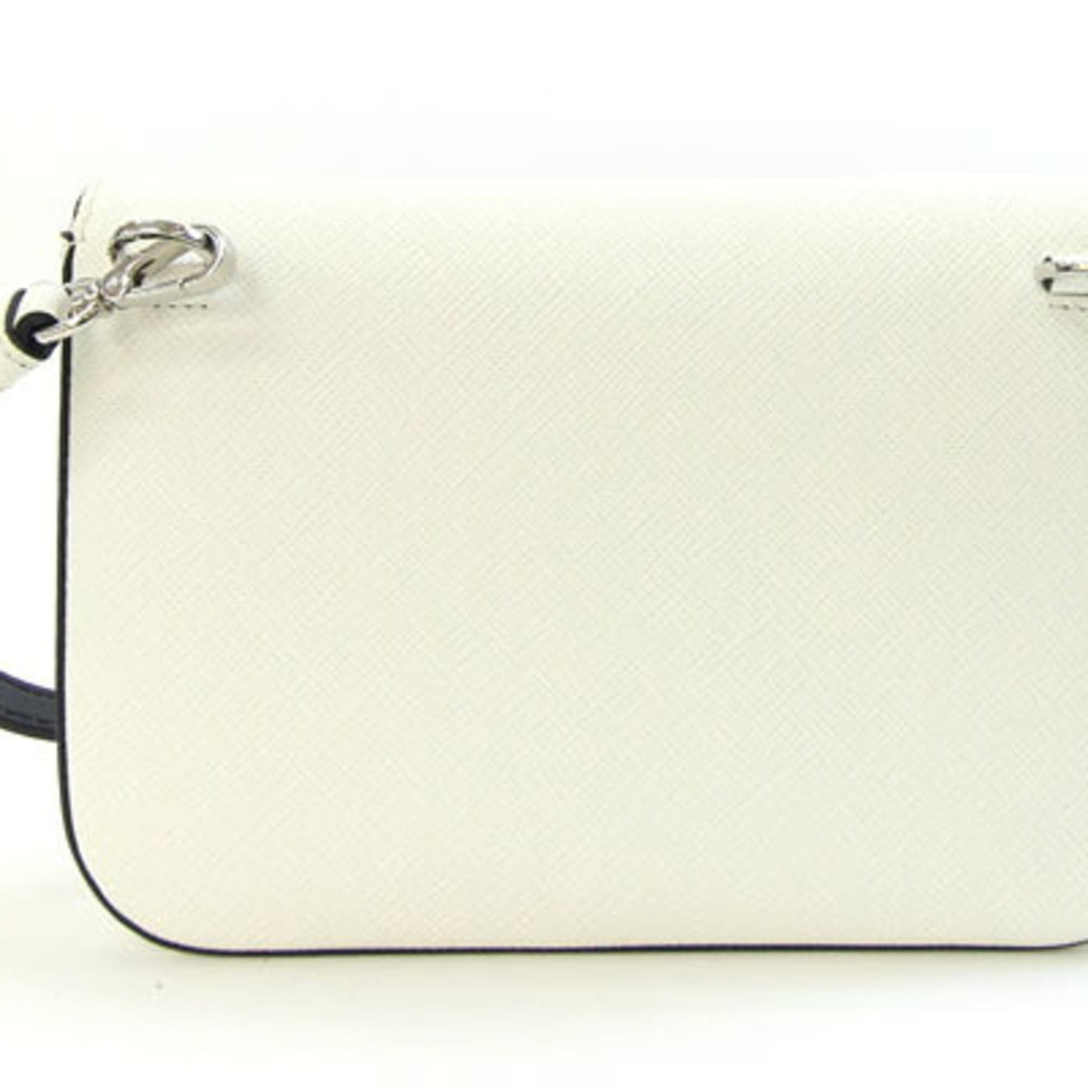 Prada Black White Leather Pochette Shoulder Bag (Pre-Owned)