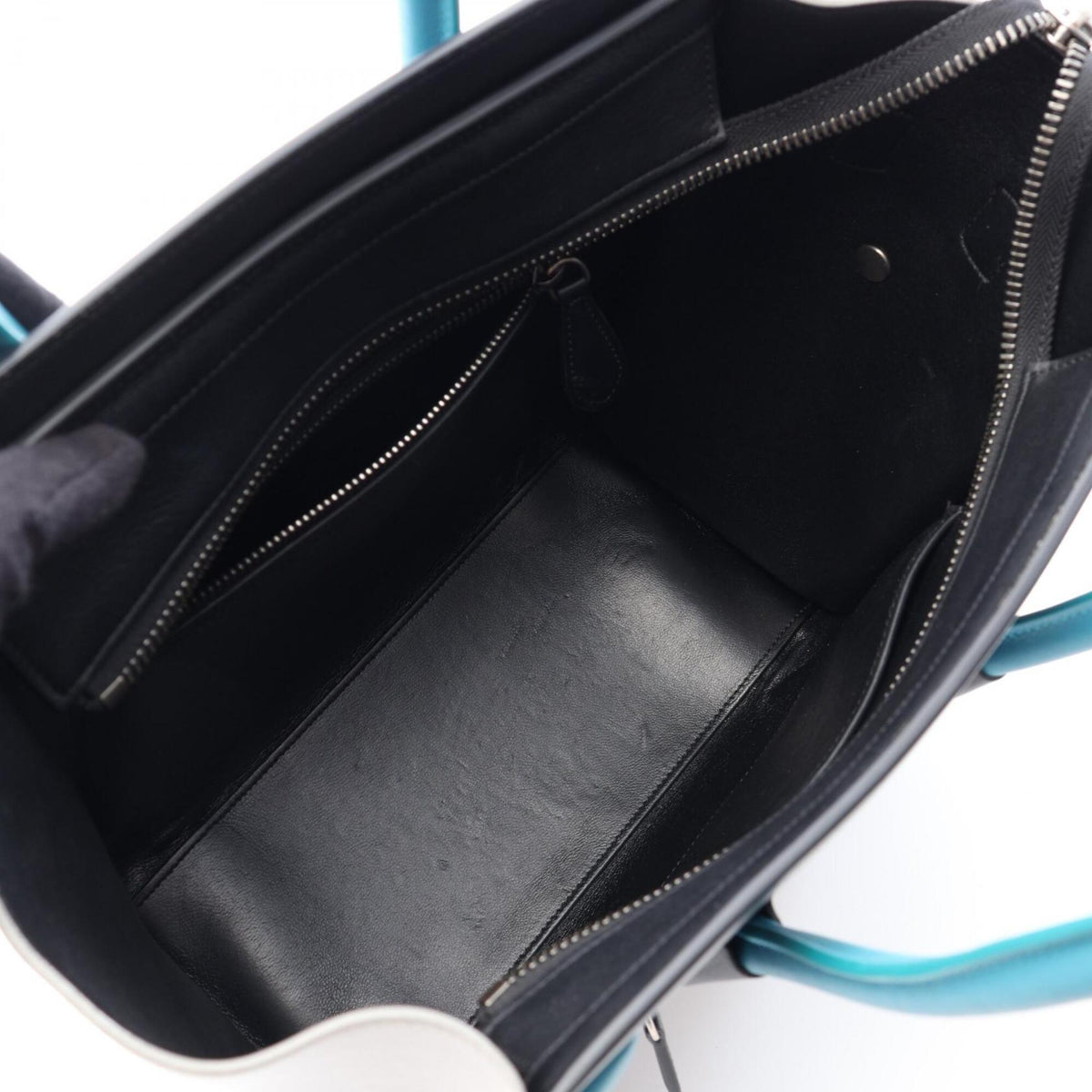 Celine Black Blue Gray Leather Handbag Tote Bag (Pre-Owned)